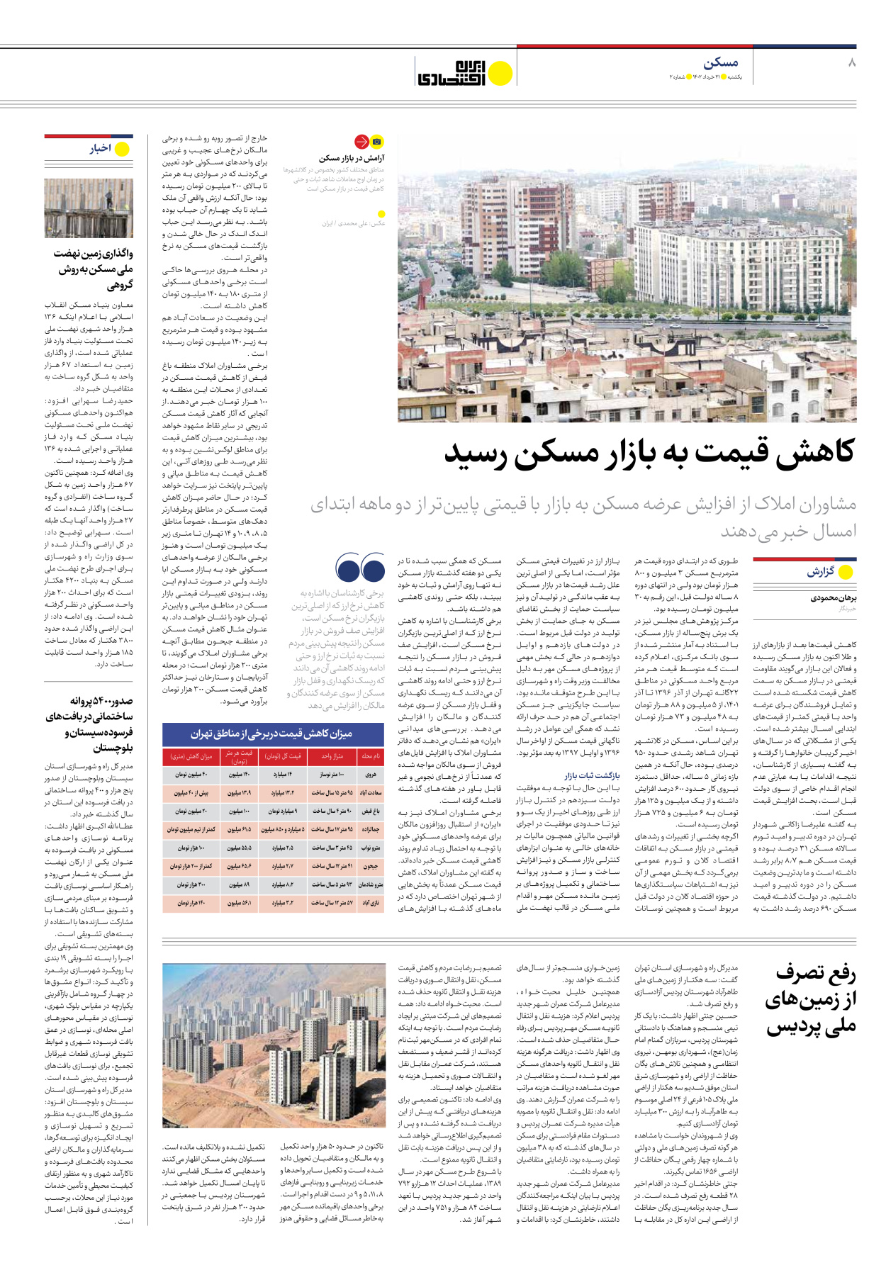 روزنامه ایران اقتصادی - شماره دو - ۲۱ خرداد ۱۴۰۲ - صفحه ۸