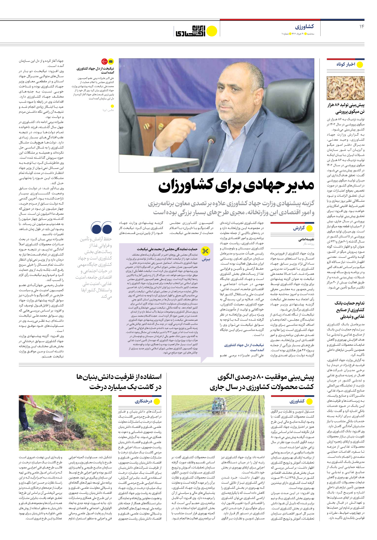 روزنامه ایران اقتصادی - شماره ده - ۳۰ خرداد ۱۴۰۲ - صفحه ۱۴
