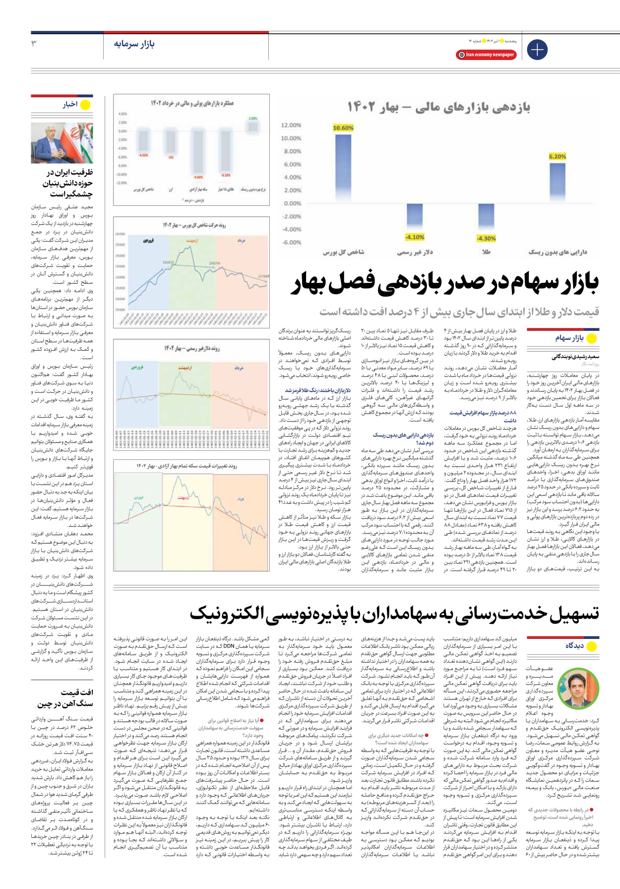 روزنامه ایران اقتصادی - شماره دوازده - ۰۱ تیر ۱۴۰۲ - صفحه ۳