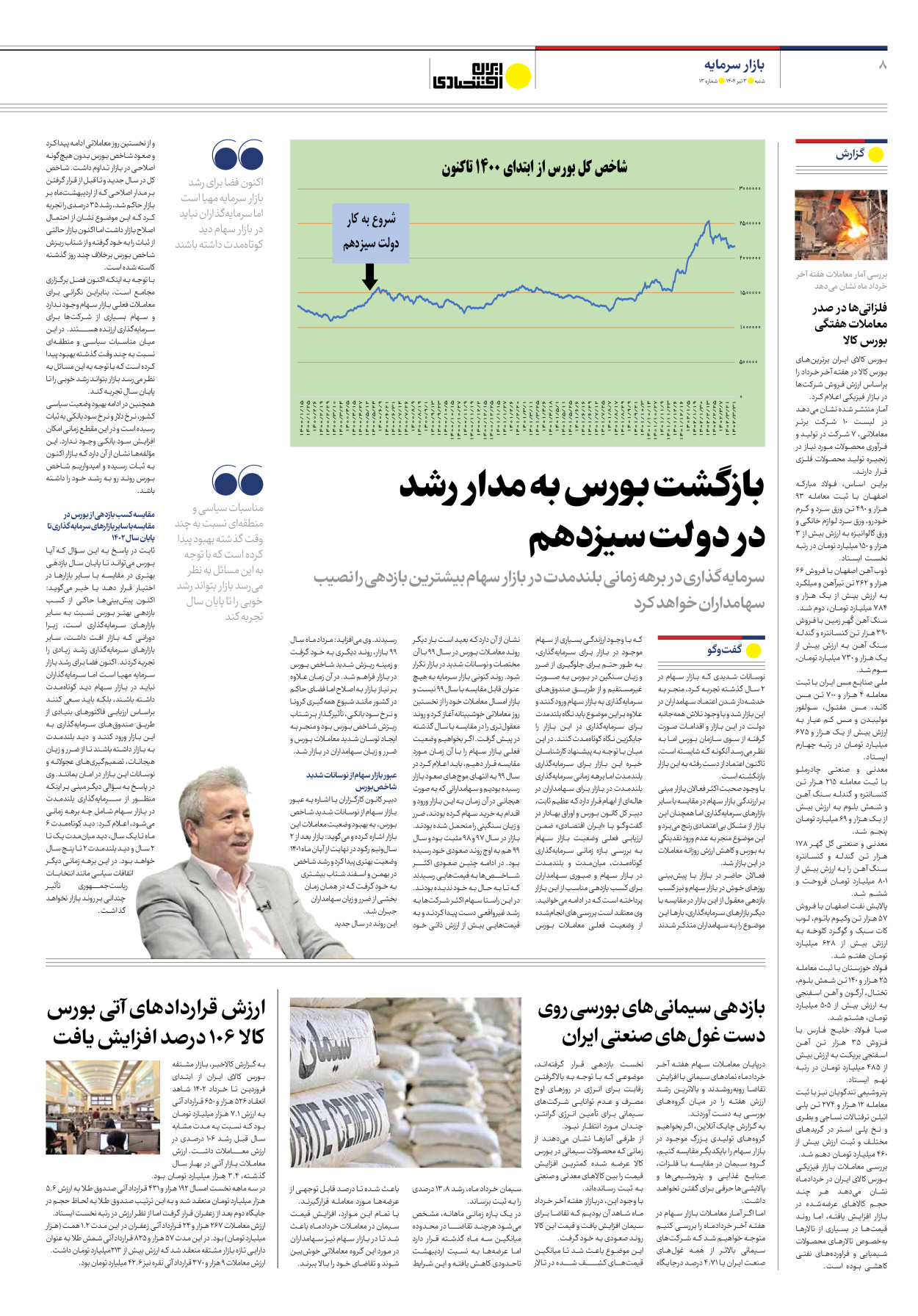 روزنامه ایران اقتصادی - شماره سیزده - ۰۳ تیر ۱۴۰۲ - صفحه ۸