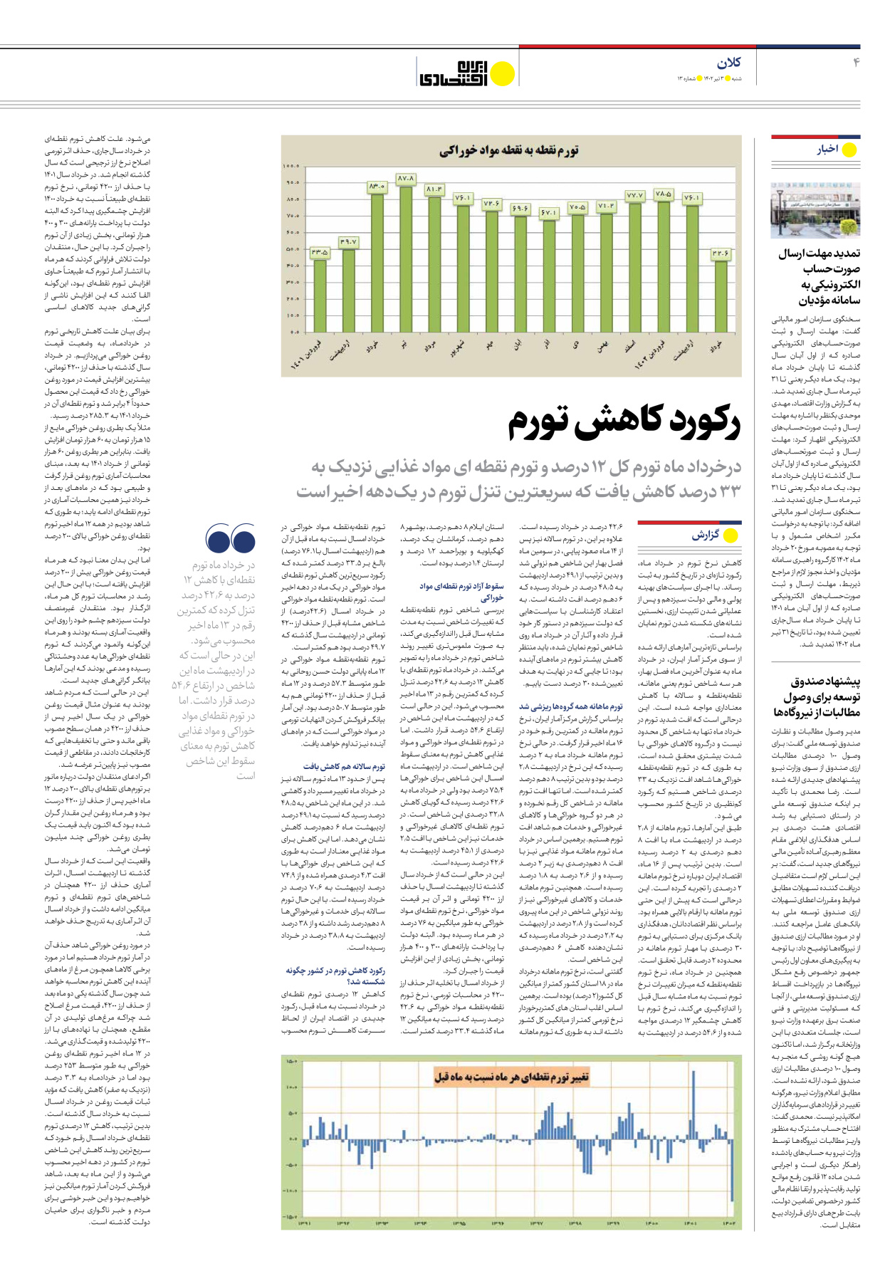 روزنامه ایران اقتصادی - شماره سیزده - ۰۳ تیر ۱۴۰۲ - صفحه ۴