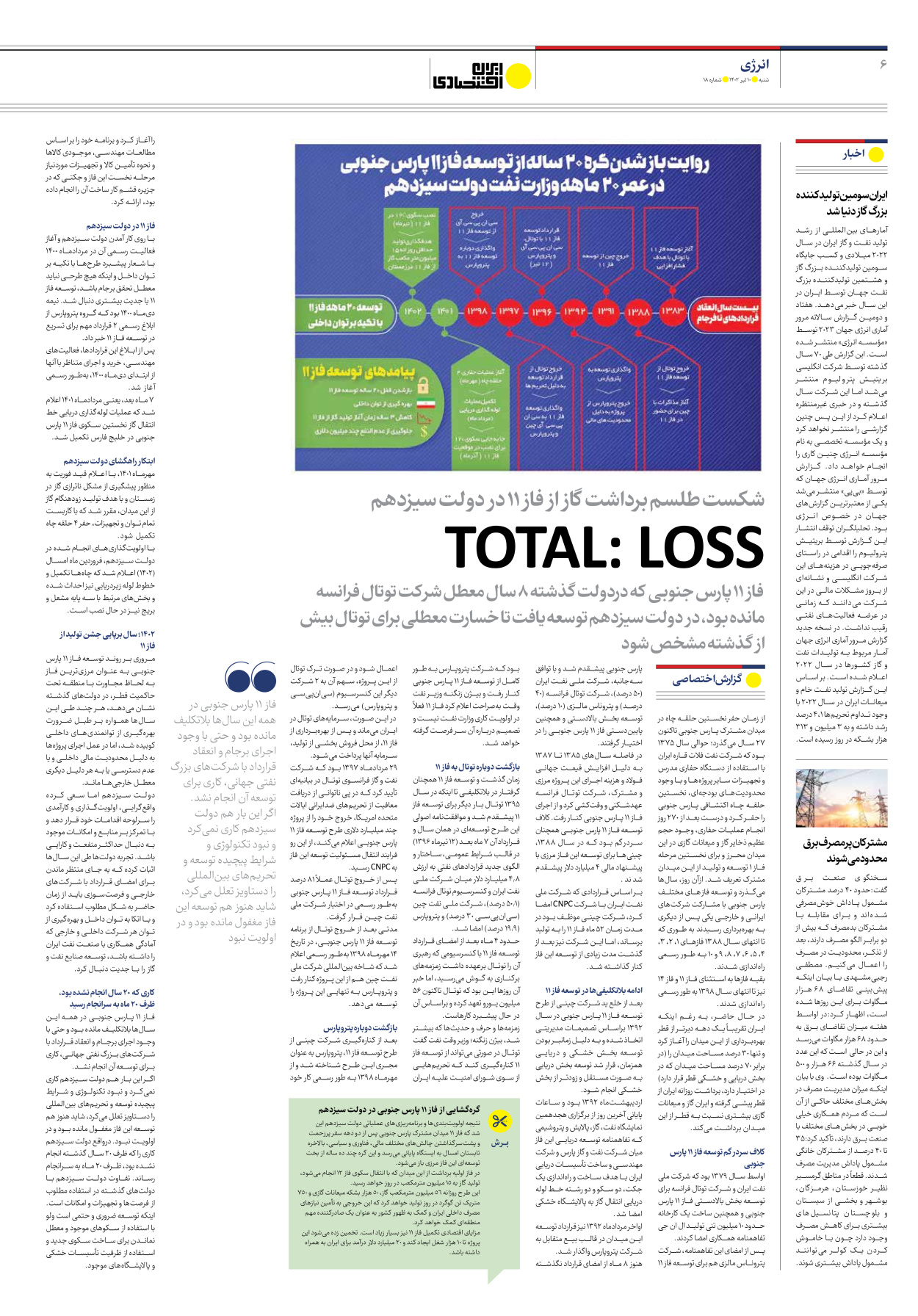 روزنامه ایران اقتصادی - شماره هجده - ۱۰ تیر ۱۴۰۲ - صفحه ۶