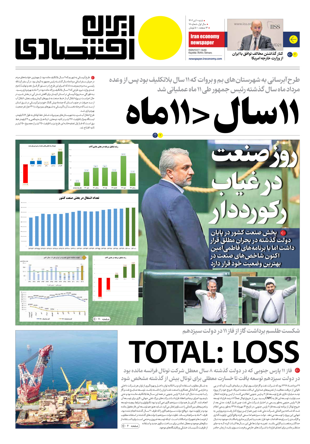 روزنامه ایران اقتصادی - شماره هجده - ۱۰ تیر ۱۴۰۲