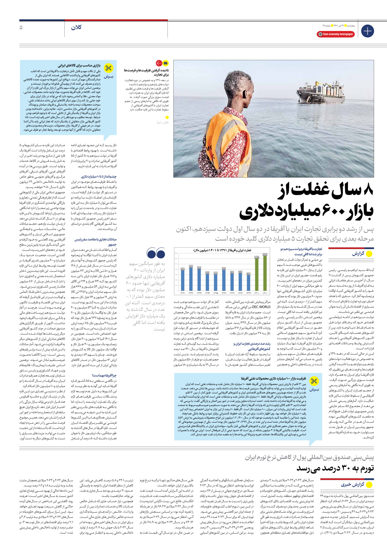 روزنامه ایران اقتصادی - شماره بیست و نه - ۲۲ تیر ۱۴۰۲ - صفحه ۵