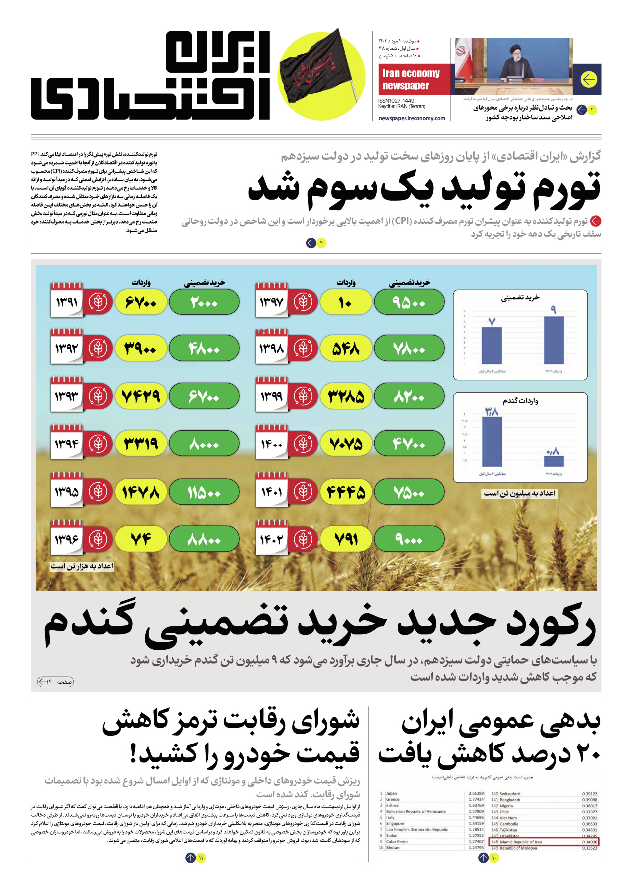 روزنامه ایران اقتصادی - شماره سی و هشت - ۰۲ مرداد ۱۴۰۲