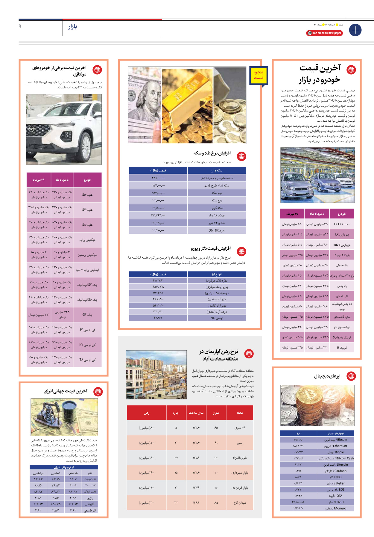 روزنامه ایران اقتصادی - شماره چهل و یک - ۰۷ مرداد ۱۴۰۲ - صفحه ۹