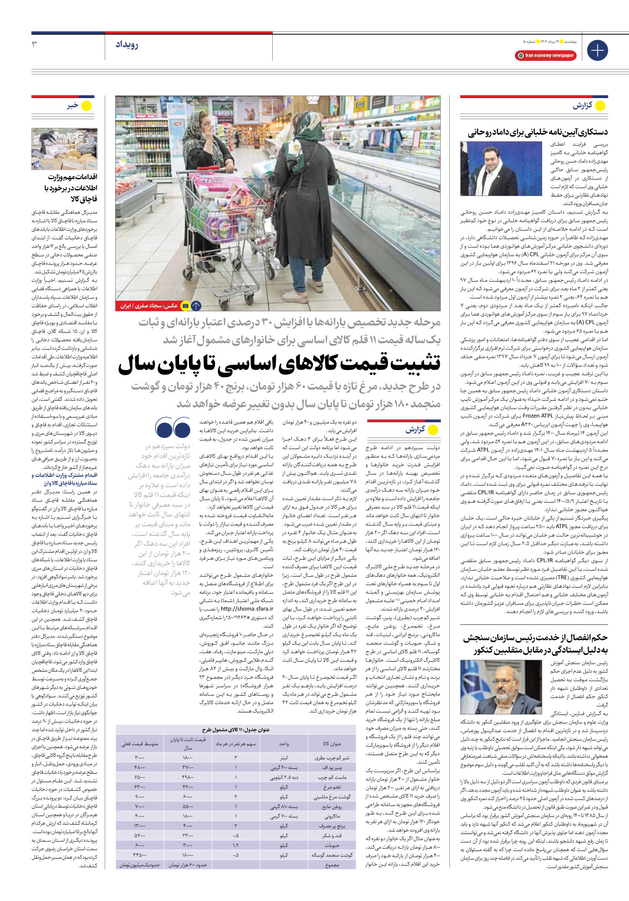 روزنامه ایران اقتصادی - شماره پنجاه - ۱۹ مرداد ۱۴۰۲ - صفحه ۳