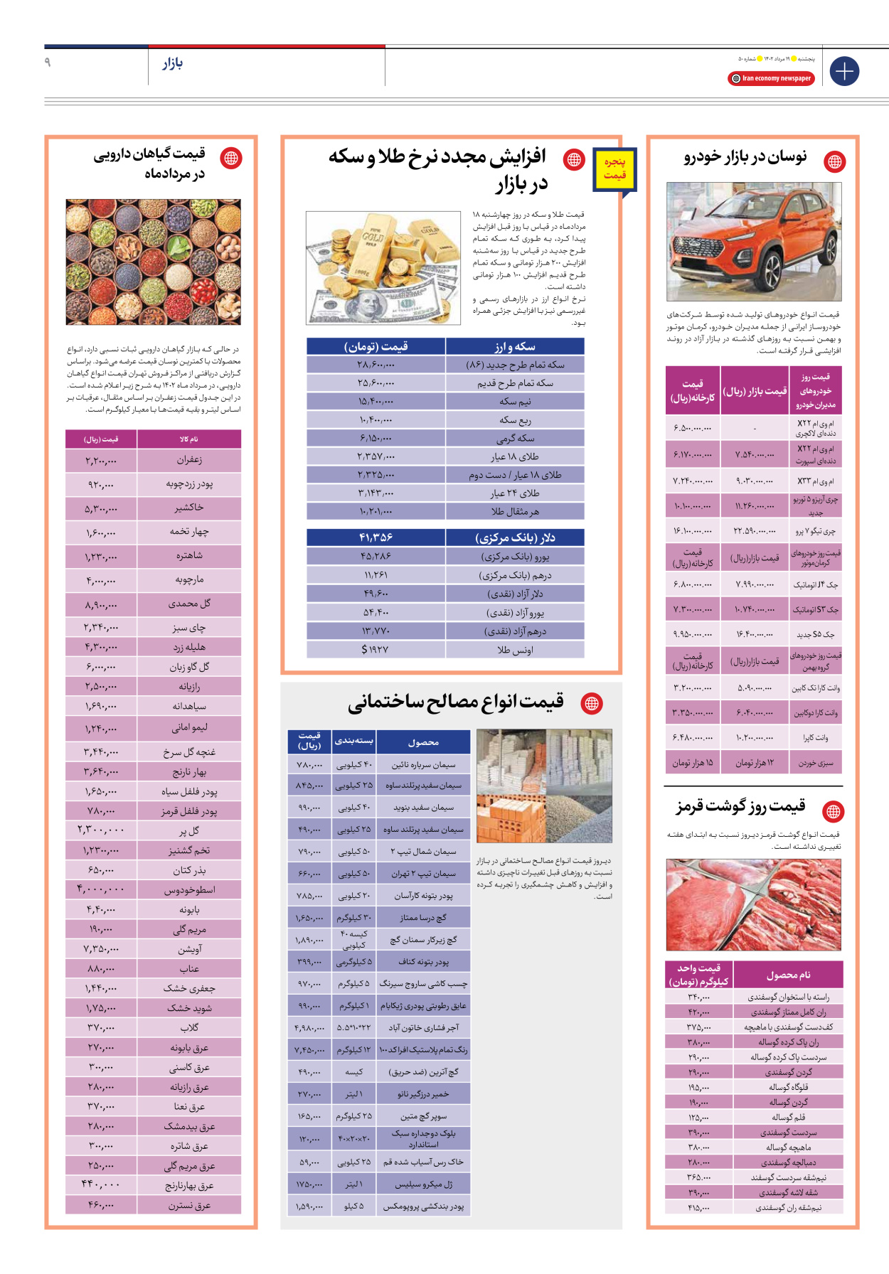 روزنامه ایران اقتصادی - شماره پنجاه - ۱۹ مرداد ۱۴۰۲ - صفحه ۹