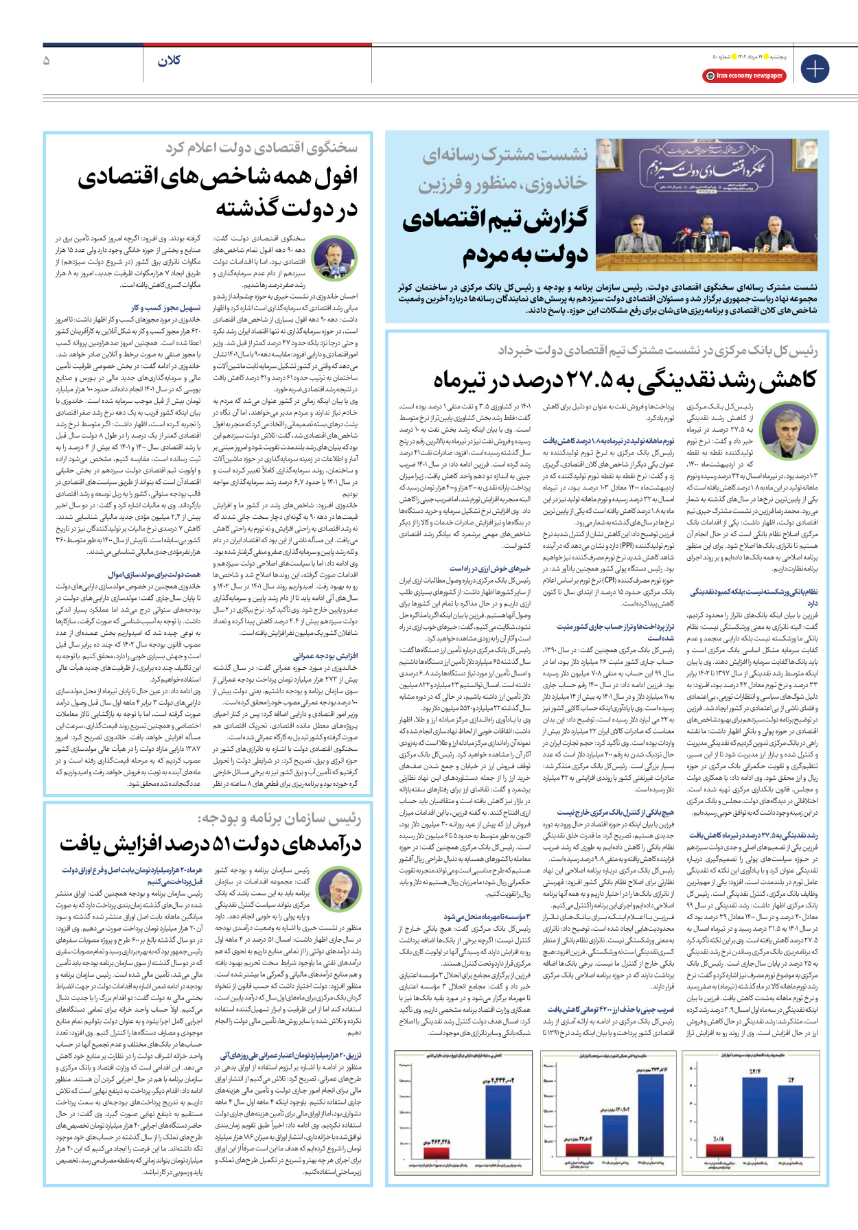 روزنامه ایران اقتصادی - شماره پنجاه - ۱۹ مرداد ۱۴۰۲ - صفحه ۵