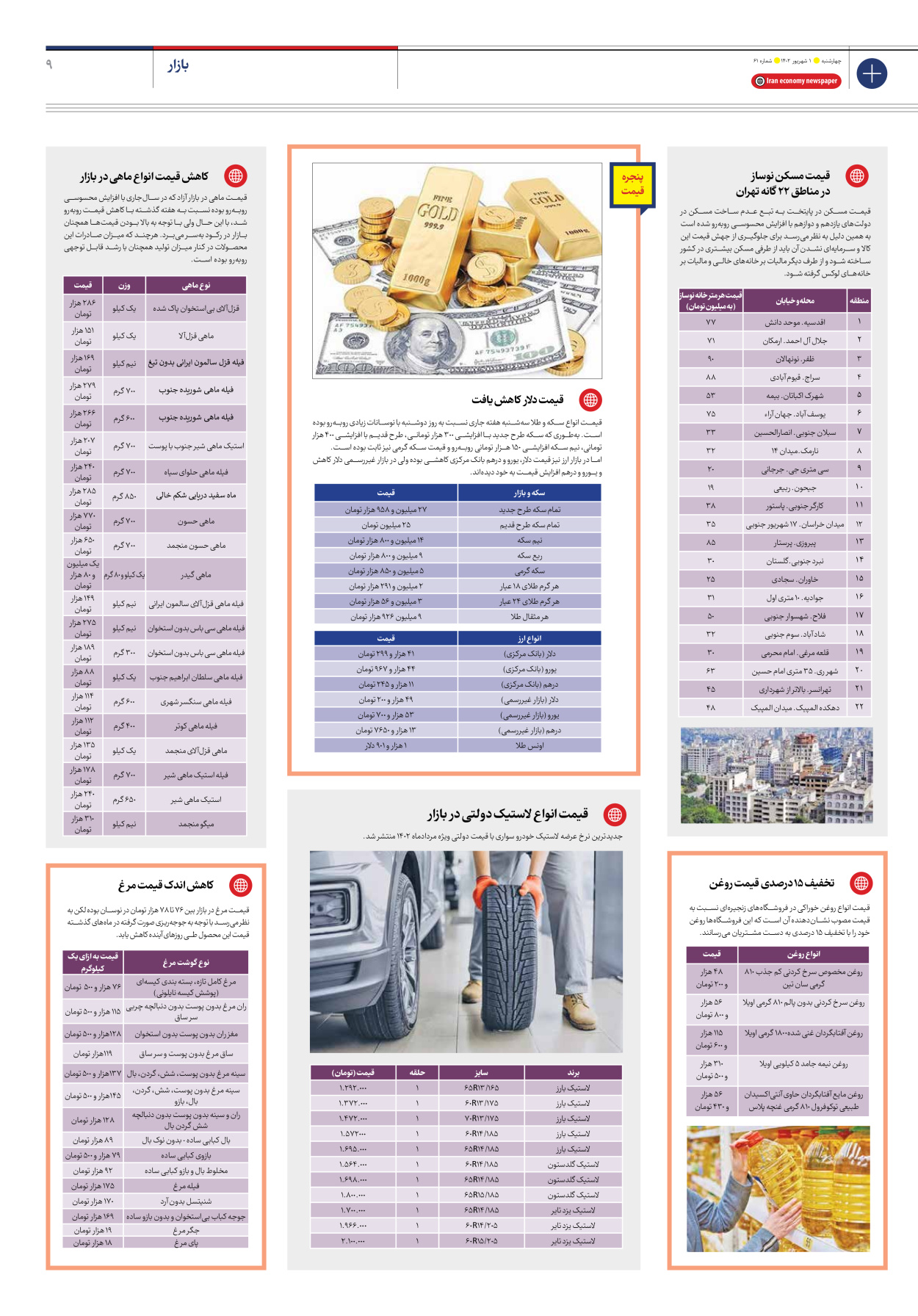 روزنامه ایران اقتصادی - شماره شصت و یک - ۰۱ شهریور ۱۴۰۲ - صفحه ۹