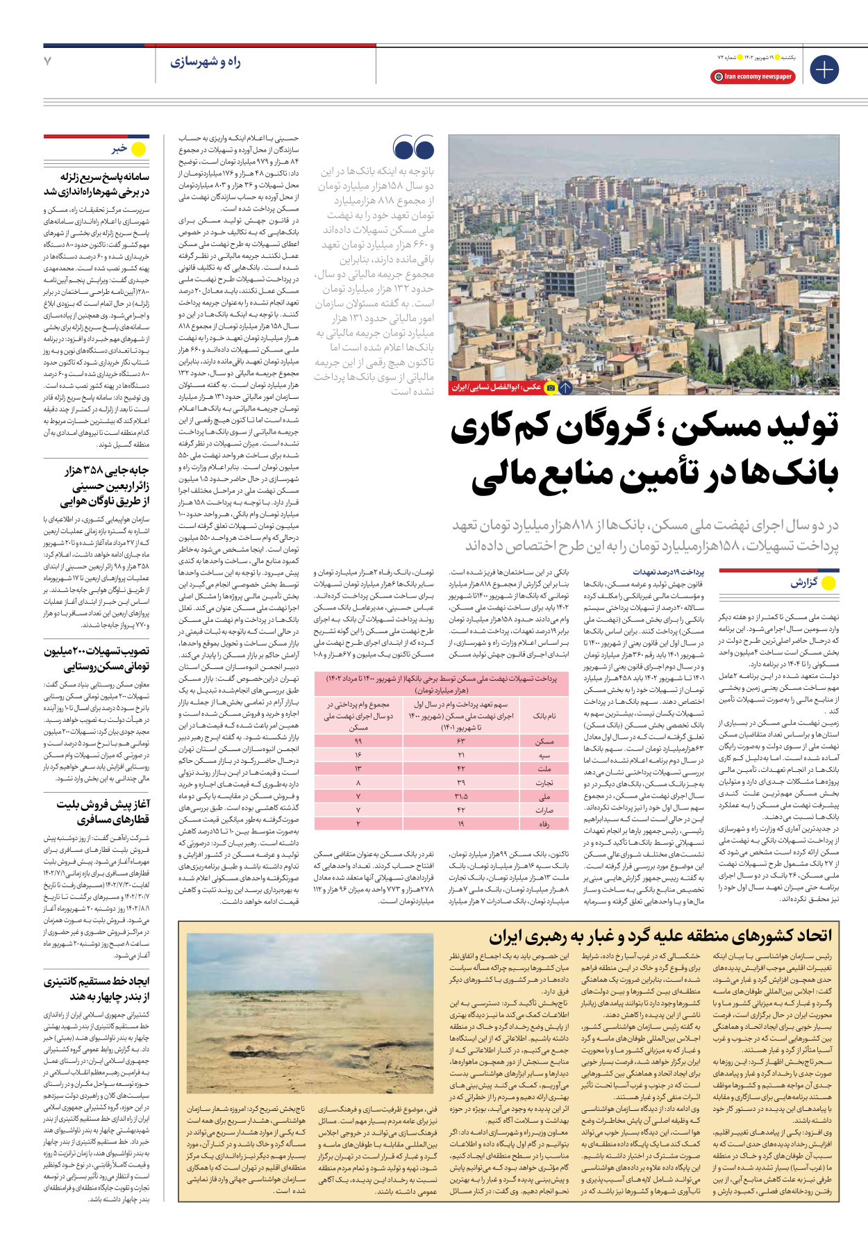 روزنامه ایران اقتصادی - شماره هفتاد و چهار - ۱۹ شهریور ۱۴۰۲ - صفحه ۷