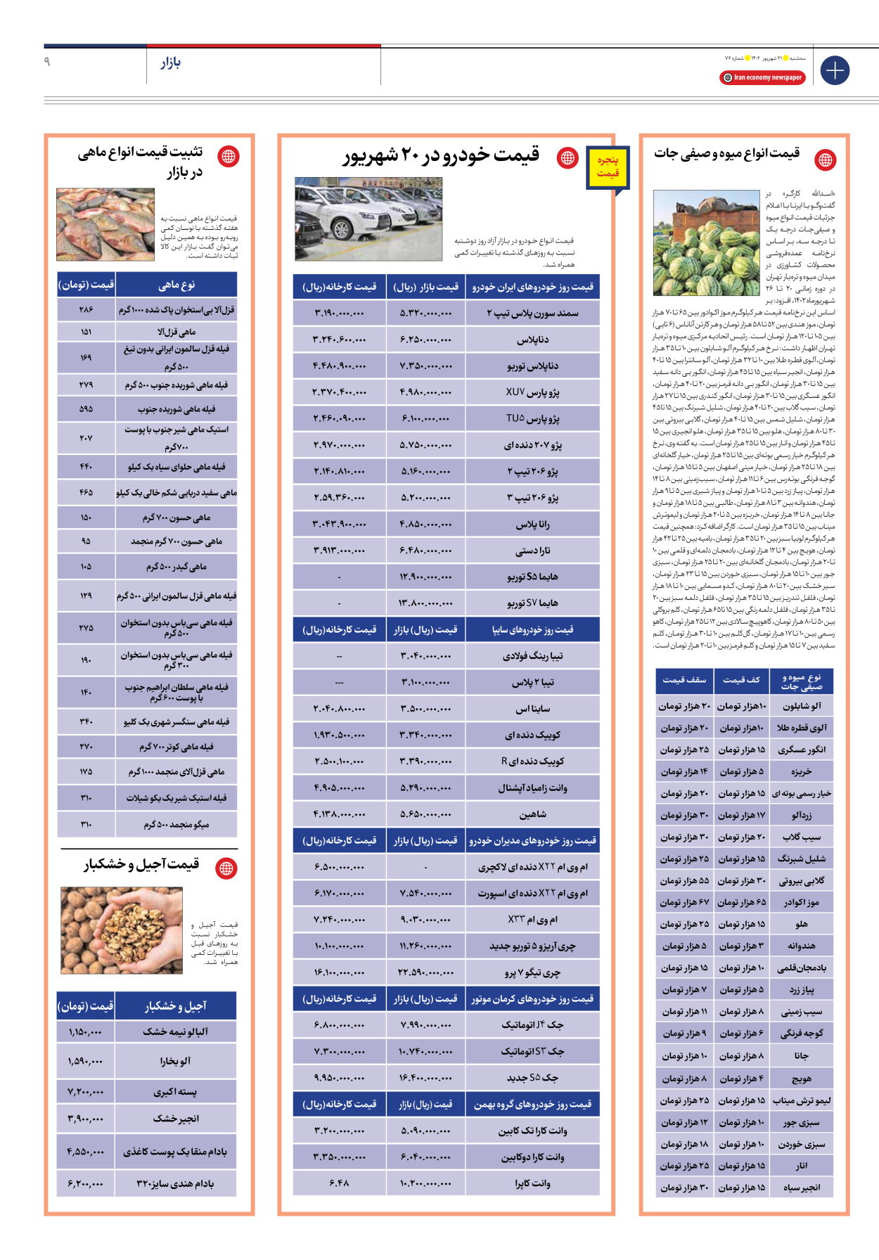 روزنامه ایران اقتصادی - شماره هفتاد و شش - ۲۱ شهریور ۱۴۰۲ - صفحه ۹