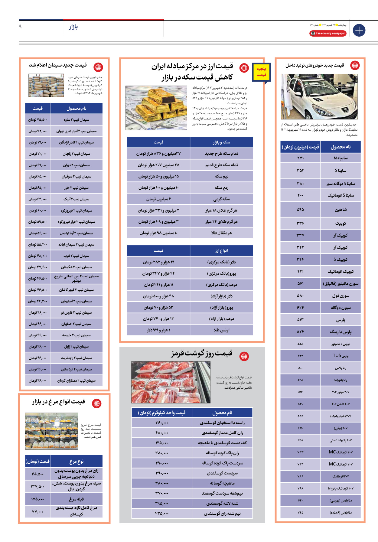 روزنامه ایران اقتصادی - شماره هفتاد و هفت - ۲۲ شهریور ۱۴۰۲ - صفحه ۹
