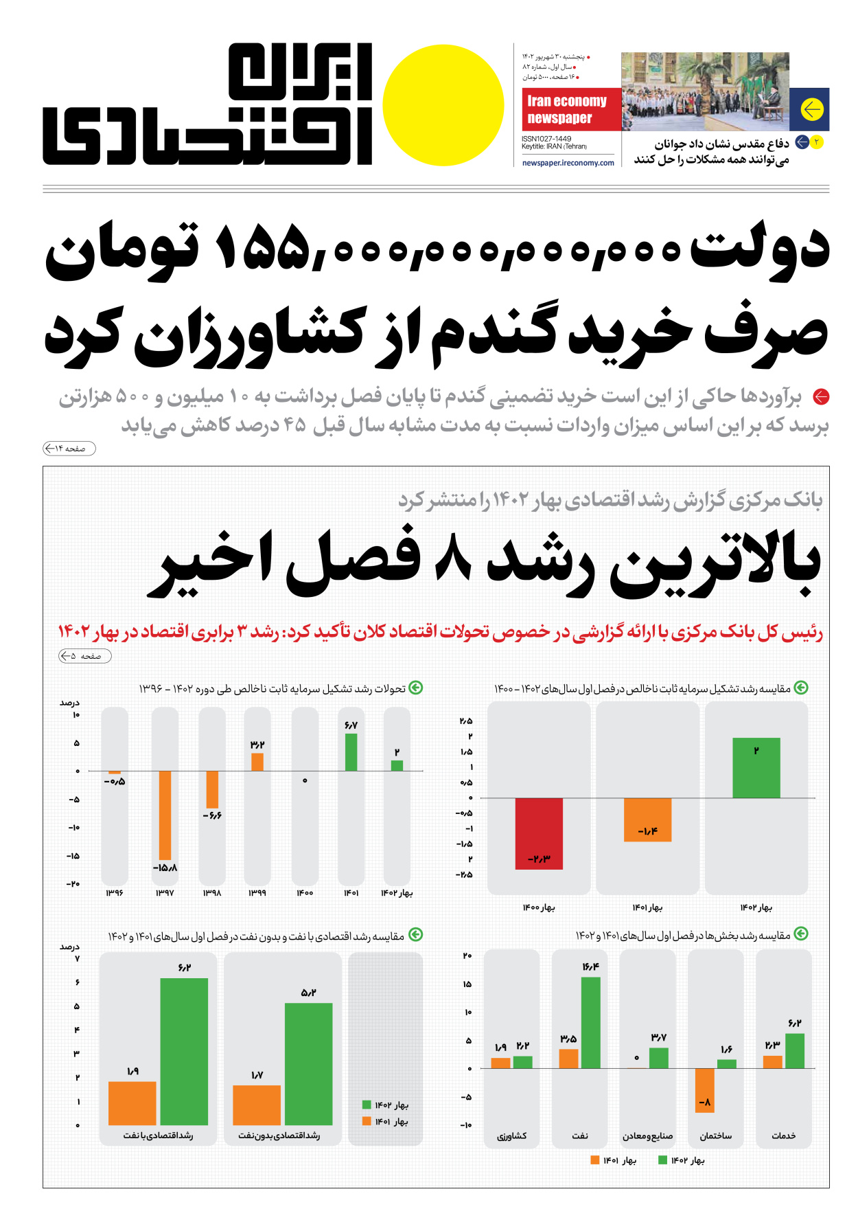 روزنامه ایران اقتصادی - شماره هشتاد و دو - ۳۰ شهریور ۱۴۰۲