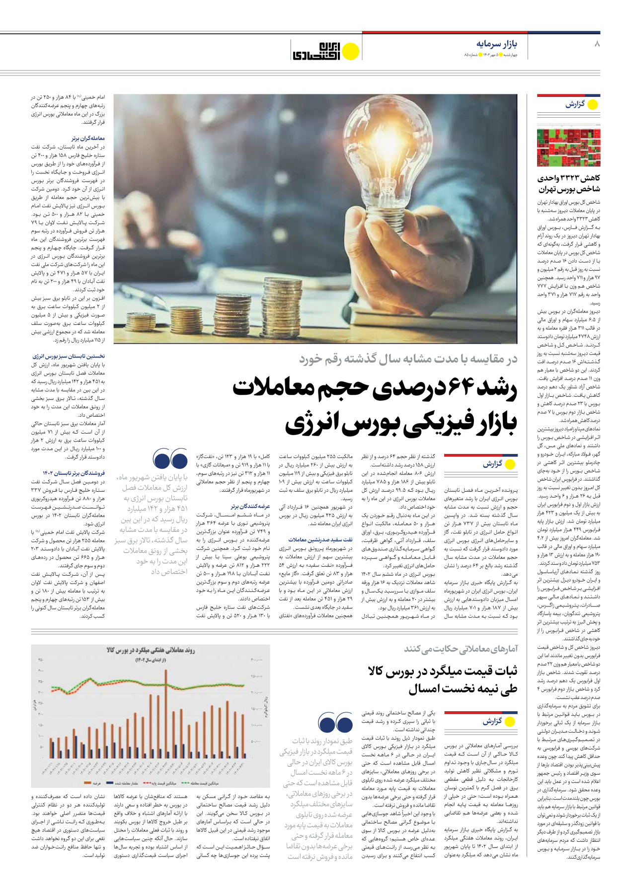 روزنامه ایران اقتصادی - شماره هشتاد و پنج - ۰۵ مهر ۱۴۰۲ - صفحه ۸