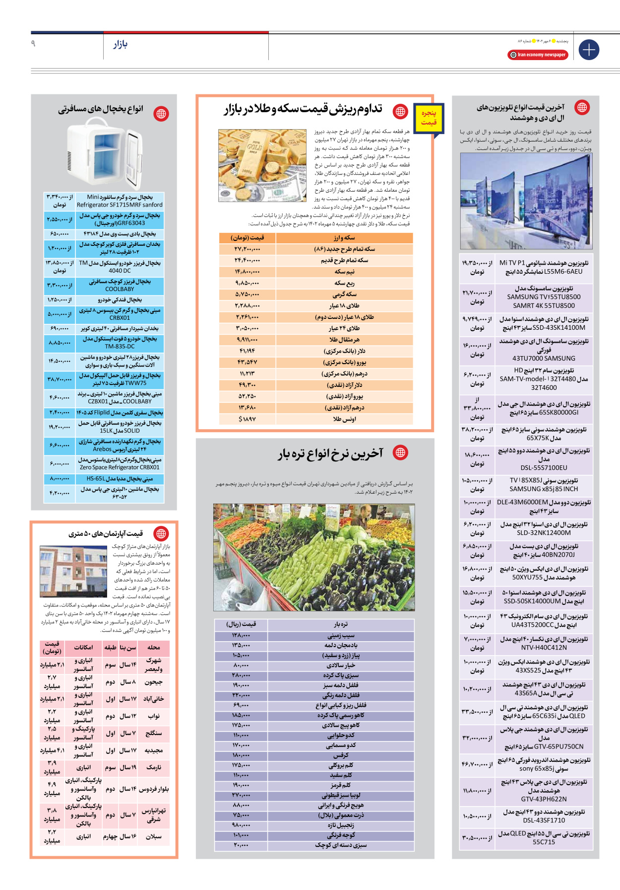 روزنامه ایران اقتصادی - شماره هشتاد و شش - ۰۶ مهر ۱۴۰۲ - صفحه ۹