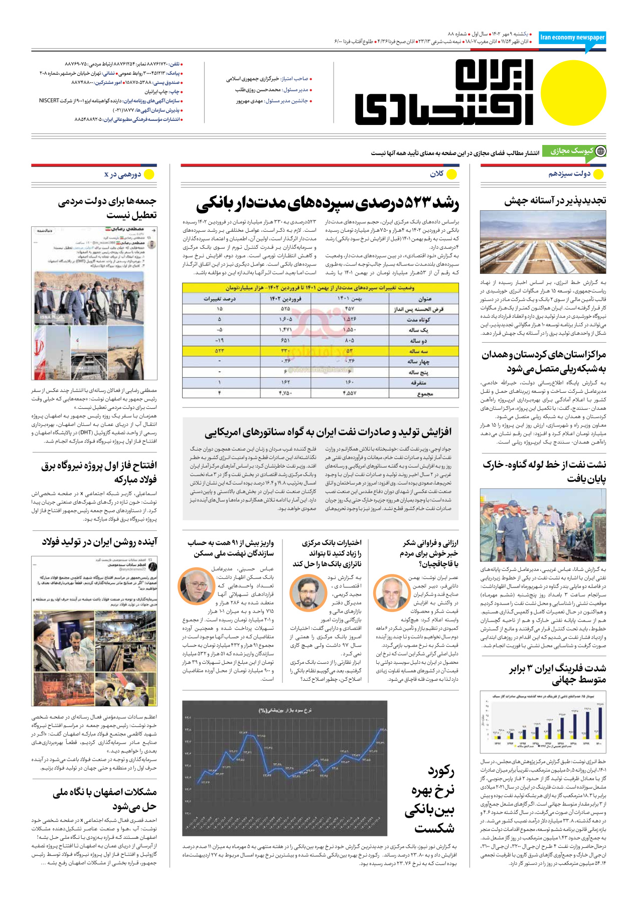 روزنامه ایران اقتصادی - شماره هشتاد و هشت - ۰۹ مهر ۱۴۰۲ - صفحه ۱۶