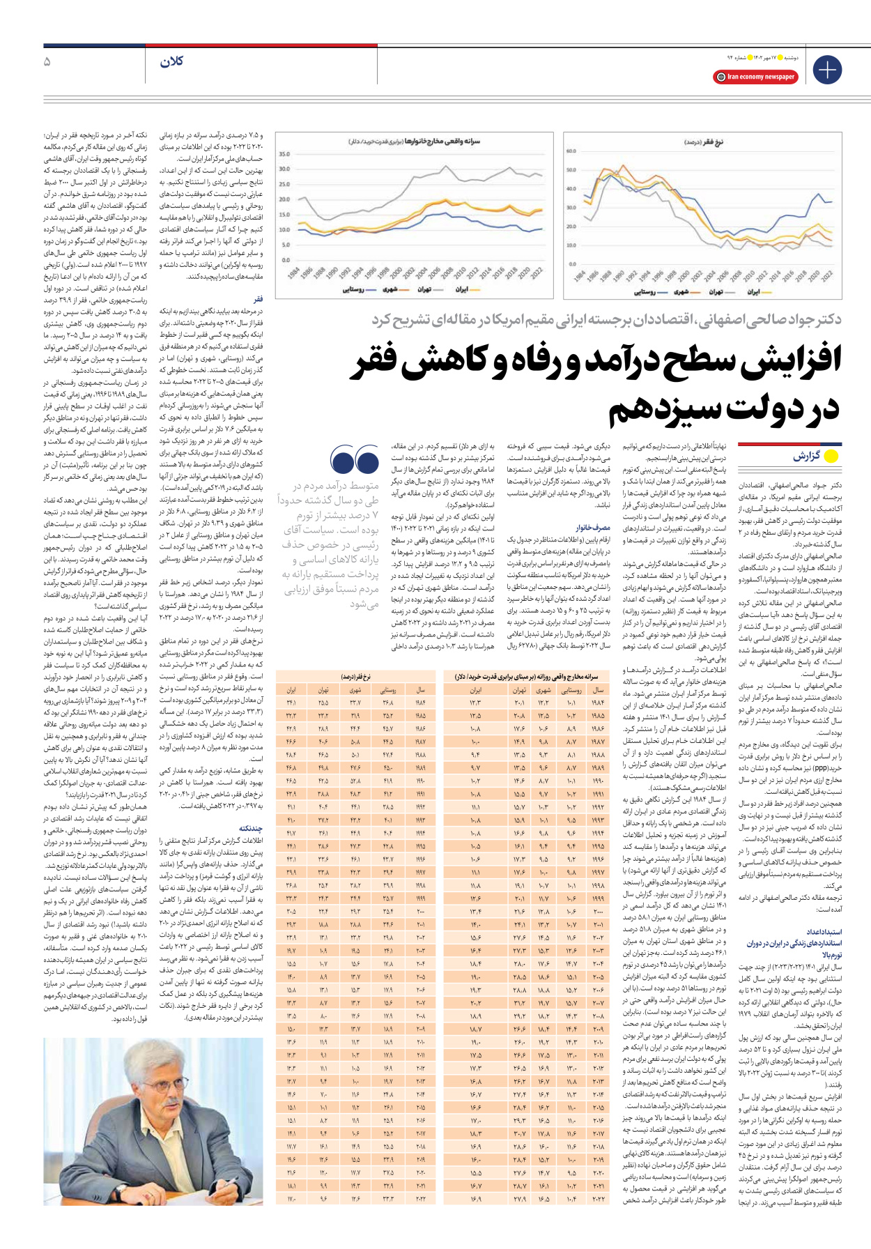 روزنامه ایران اقتصادی - شماره نود و چهار - ۱۷ مهر ۱۴۰۲ - صفحه ۵