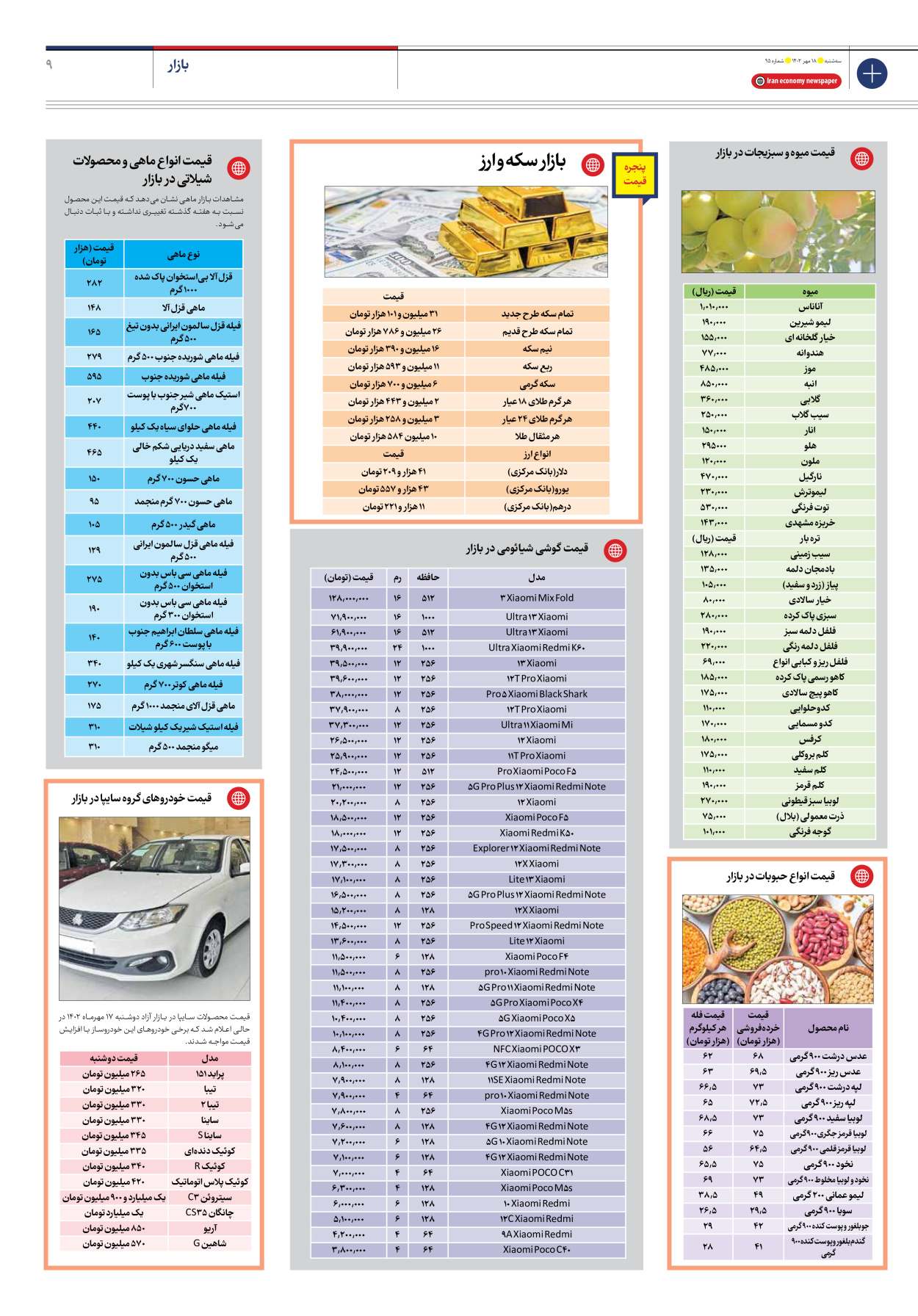 روزنامه ایران اقتصادی - شماره نود و پنج - ۱۸ مهر ۱۴۰۲ - صفحه ۹