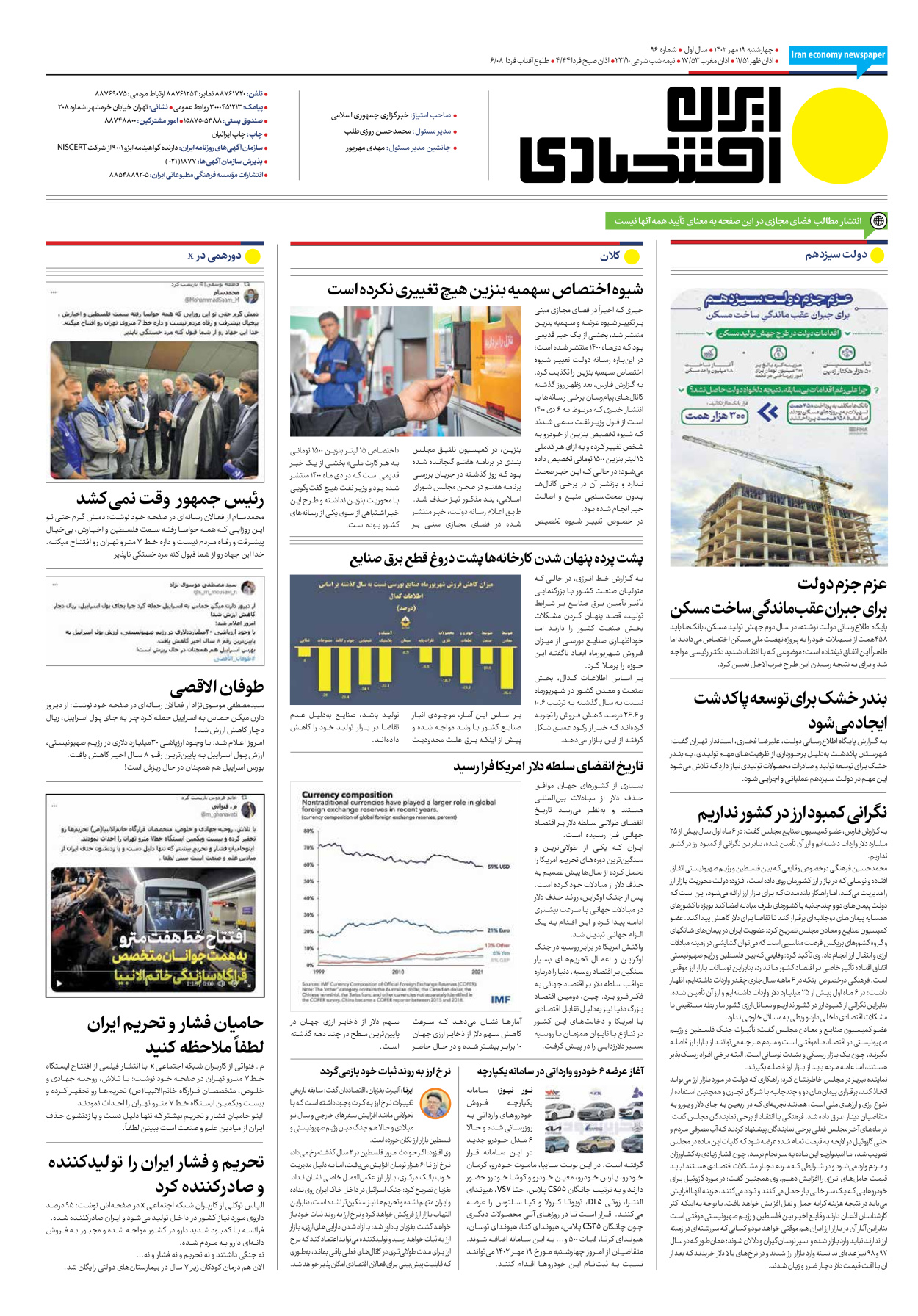 روزنامه ایران اقتصادی - شماره نود و شش - ۱۹ مهر ۱۴۰۲ - صفحه ۱۶