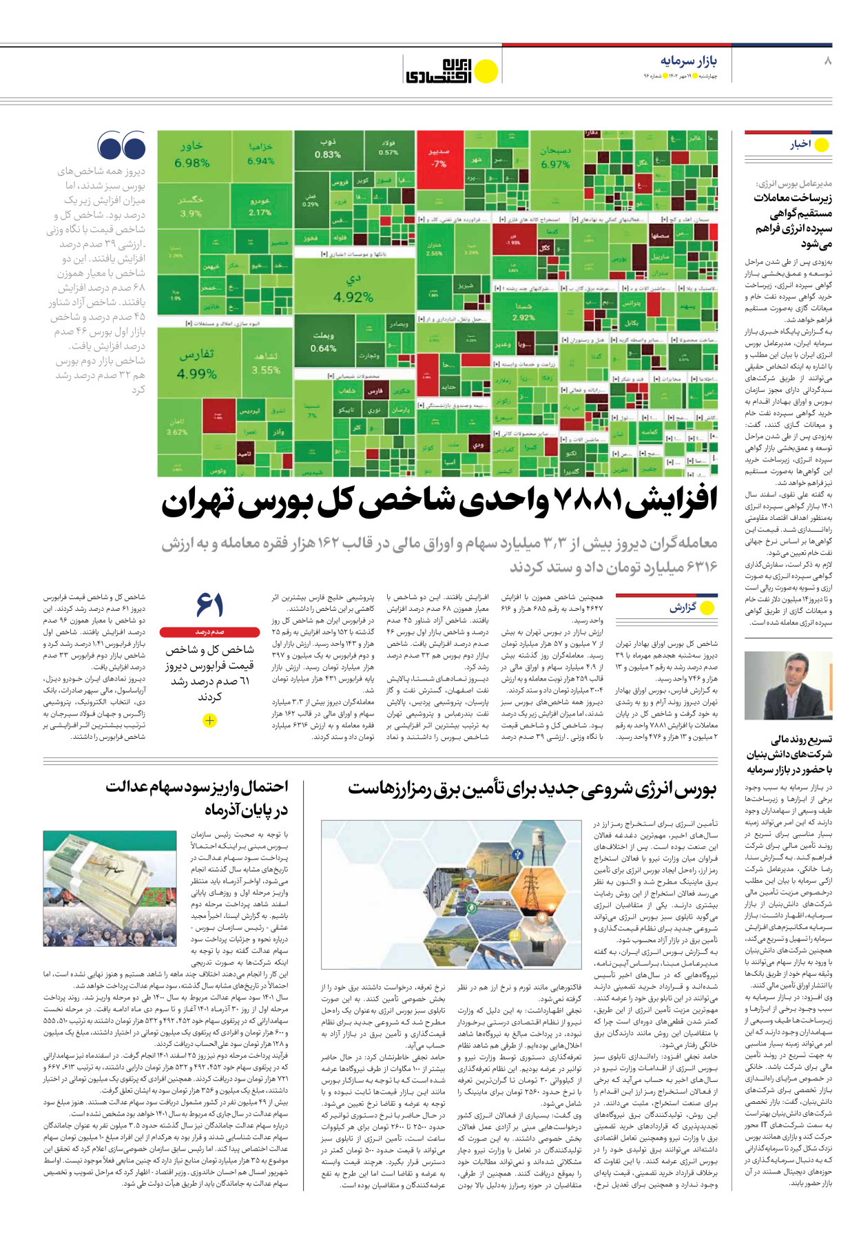 روزنامه ایران اقتصادی - شماره نود و شش - ۱۹ مهر ۱۴۰۲ - صفحه ۸
