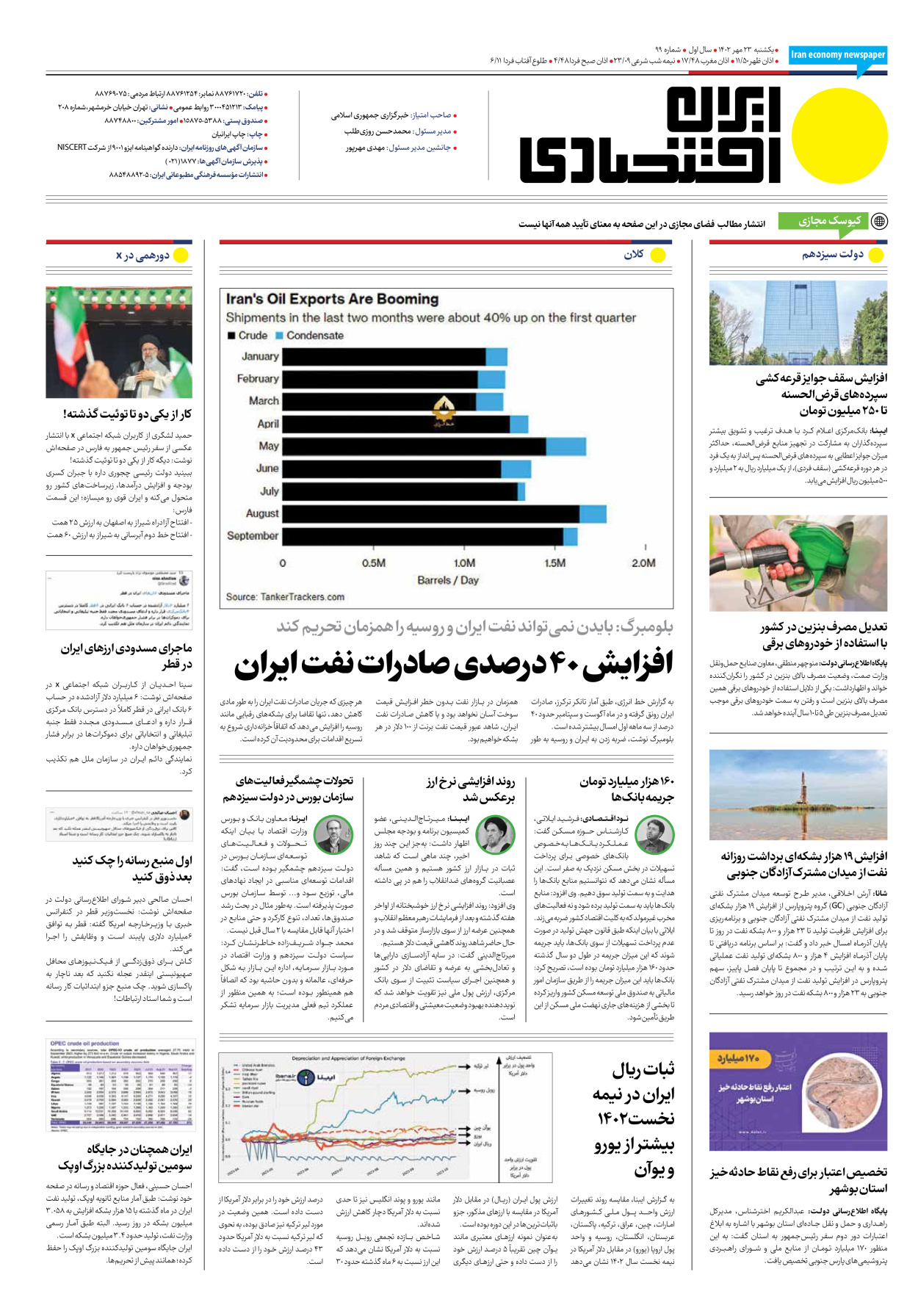 روزنامه ایران اقتصادی - شماره نود و نه - ۲۳ مهر ۱۴۰۲ - صفحه ۱۶