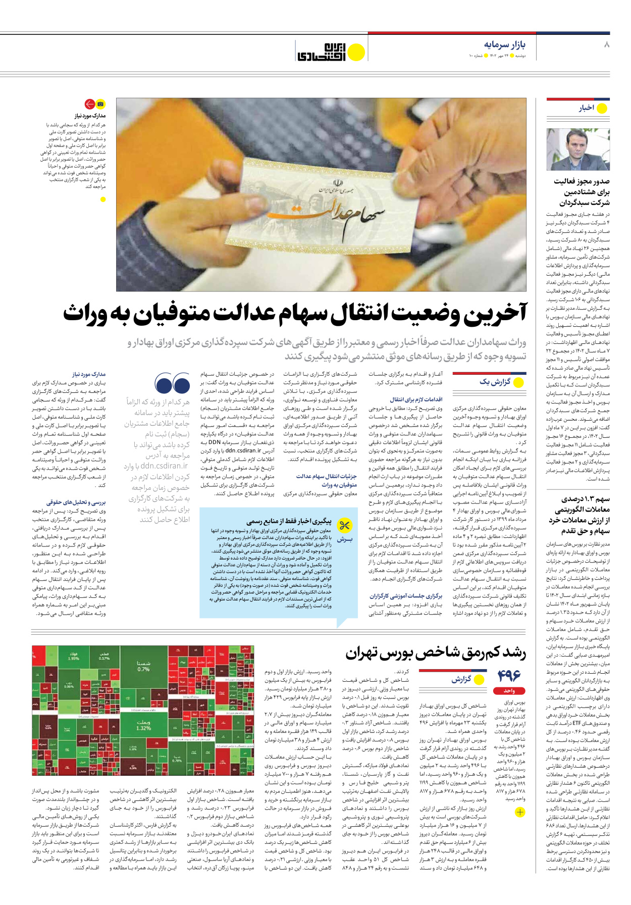 روزنامه ایران اقتصادی - شماره صد - ۲۴ مهر ۱۴۰۲ - صفحه ۸