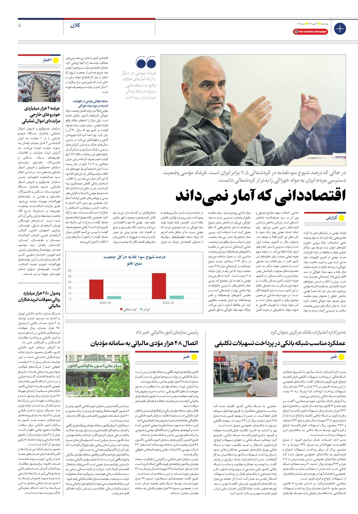 روزنامه ایران اقتصادی - شماره صد و سه - ۲۷ مهر ۱۴۰۲ - صفحه ۵