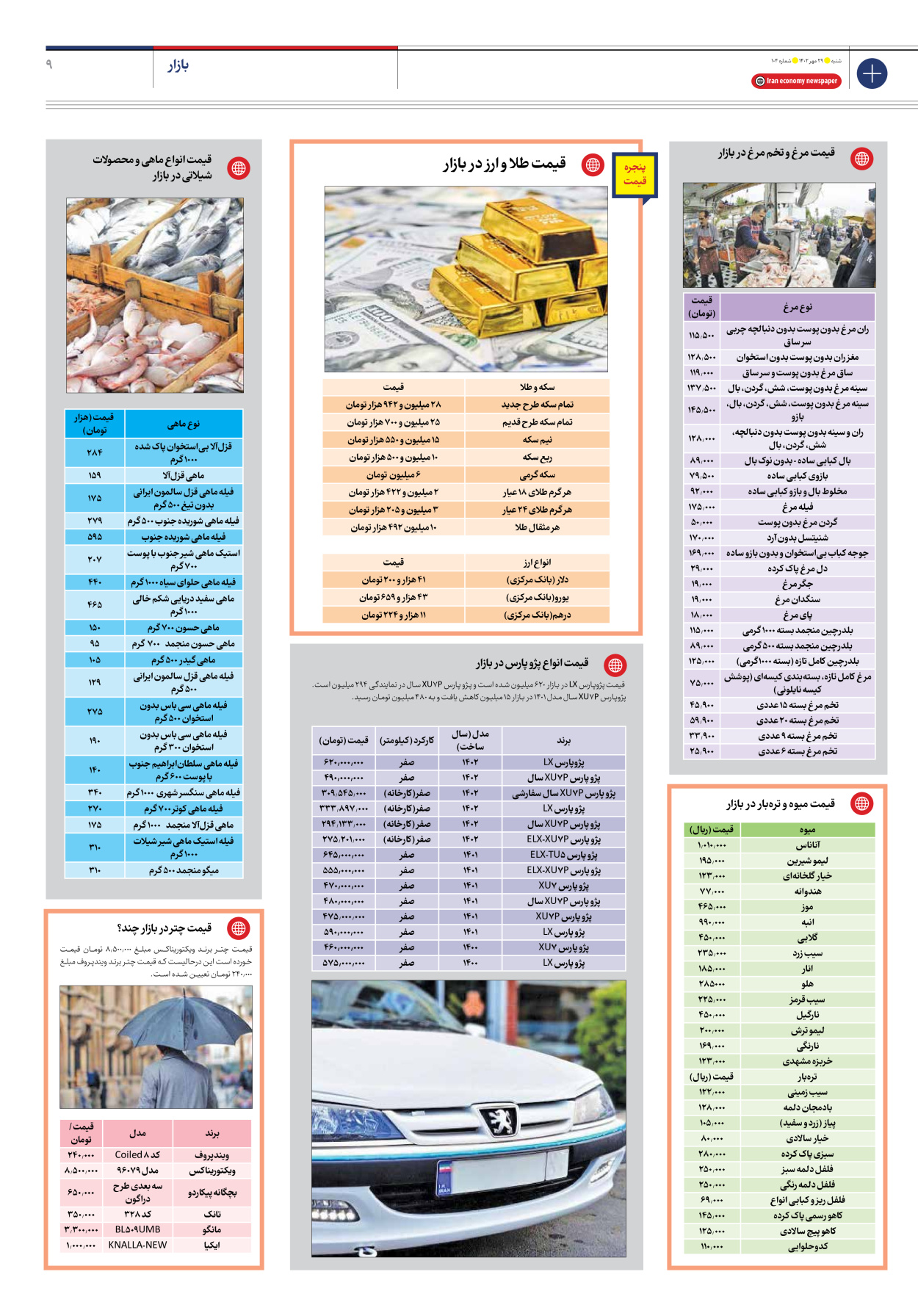 روزنامه ایران اقتصادی - شماره صد و چهار - ۲۹ مهر ۱۴۰۲ - صفحه ۹