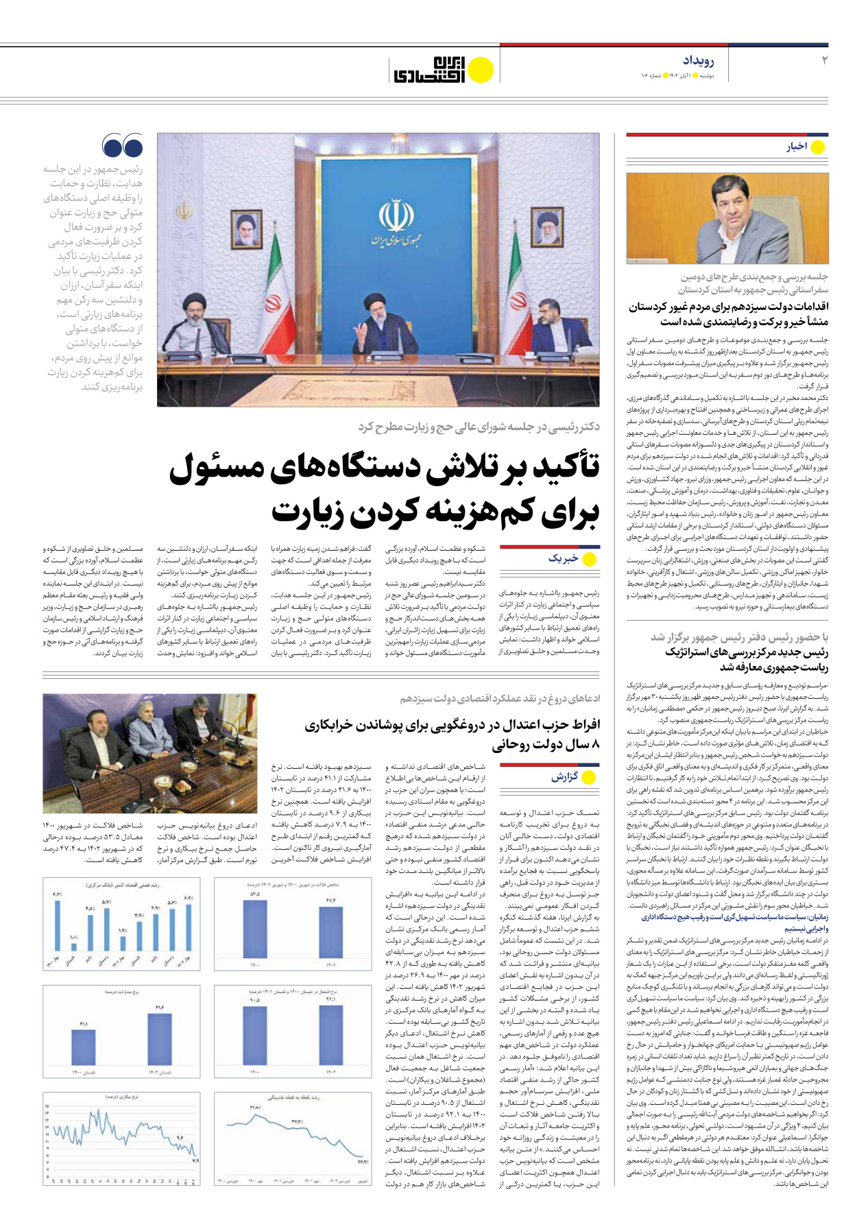 روزنامه ایران اقتصادی - شماره صد و شش - ۰۱ آبان ۱۴۰۲ - صفحه ۲