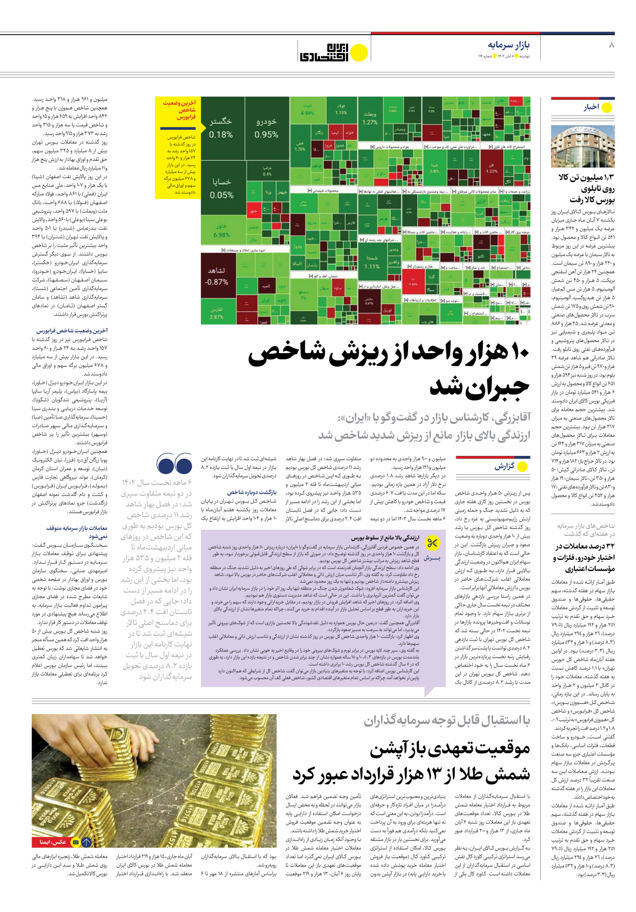 روزنامه ایران اقتصادی - شماره صد و دوازده - ۰۸ آبان ۱۴۰۲ - صفحه ۸