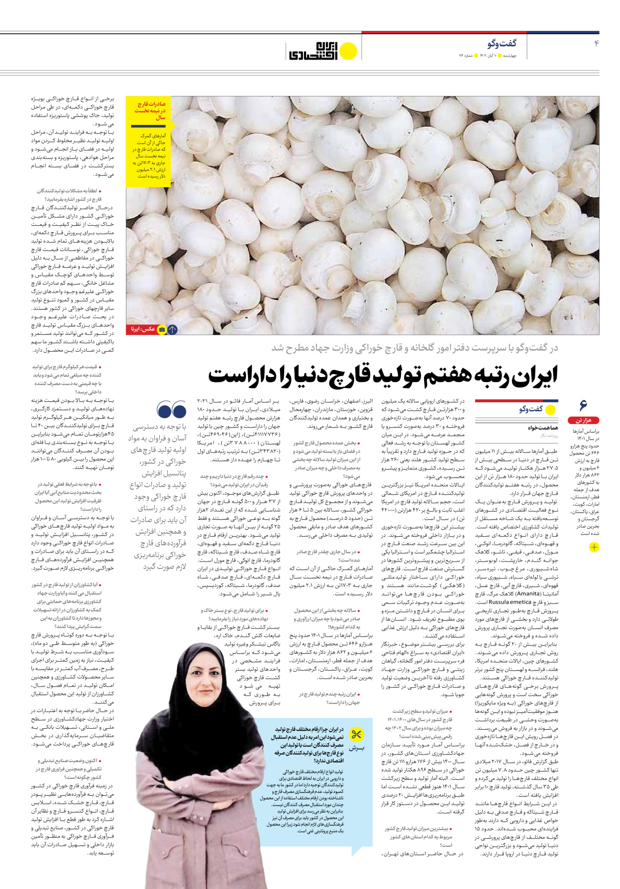 روزنامه ایران اقتصادی - شماره صد و چهارده - ۱۰ آبان ۱۴۰۲ - صفحه ۴