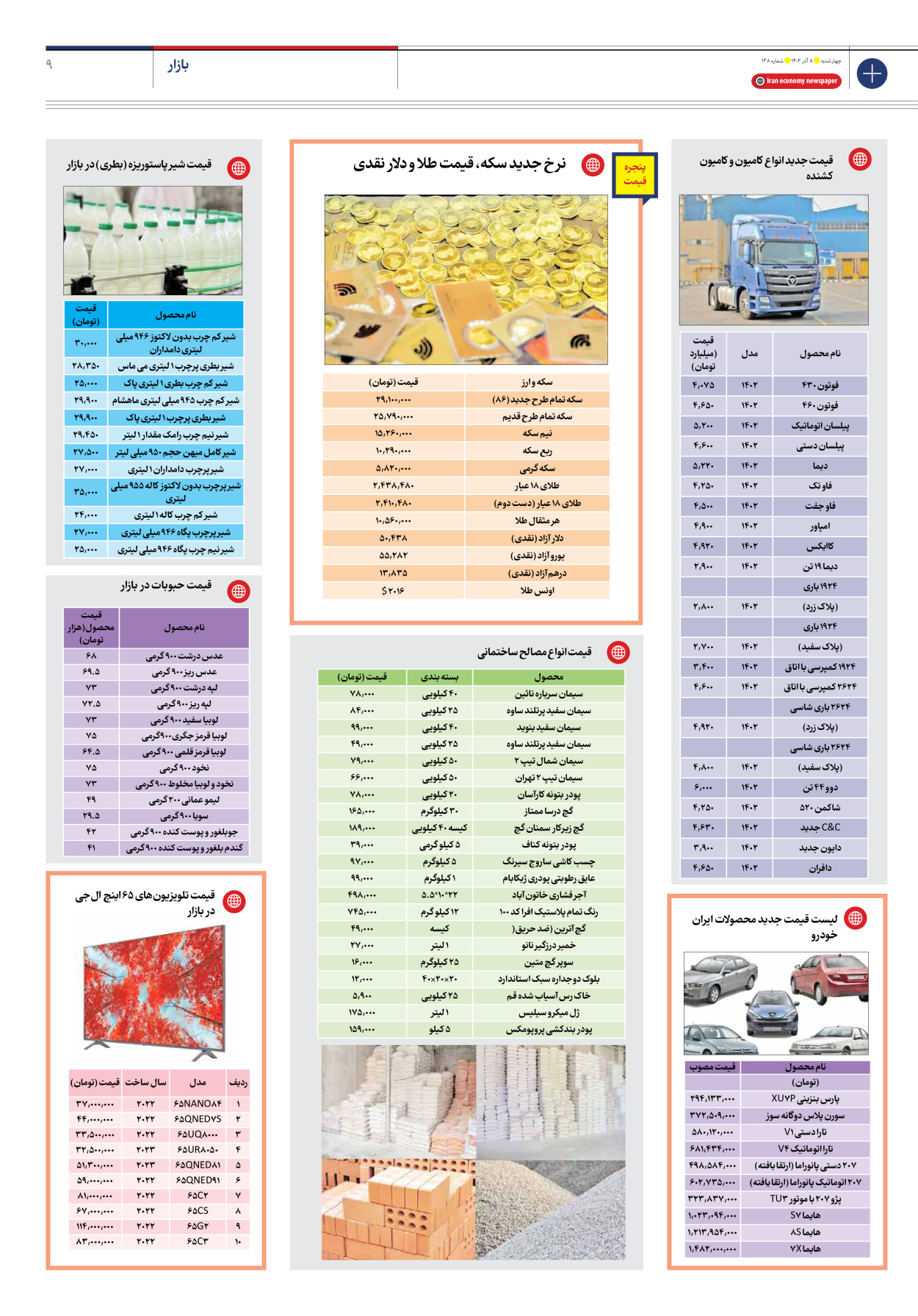 روزنامه ایران اقتصادی - شماره صد و سی و هشت - ۰۸ آذر ۱۴۰۲ - صفحه ۹