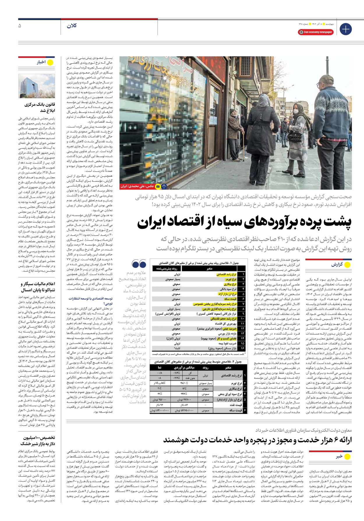 روزنامه ایران اقتصادی - شماره صد و سی و هشت - ۰۸ آذر ۱۴۰۲ - صفحه ۵