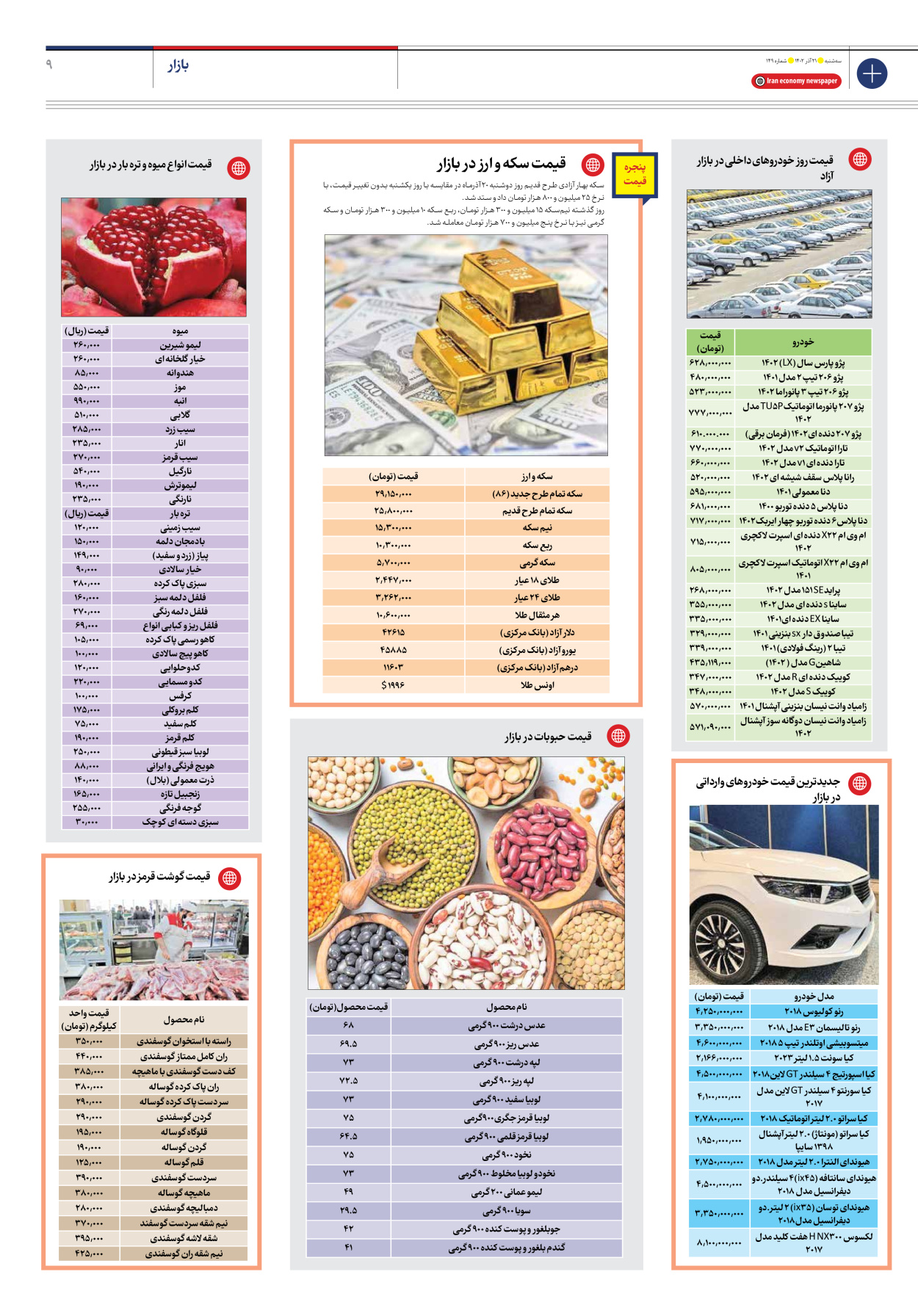 روزنامه ایران اقتصادی - شماره صد و چهل و نه - ۲۱ آذر ۱۴۰۲ - صفحه ۹