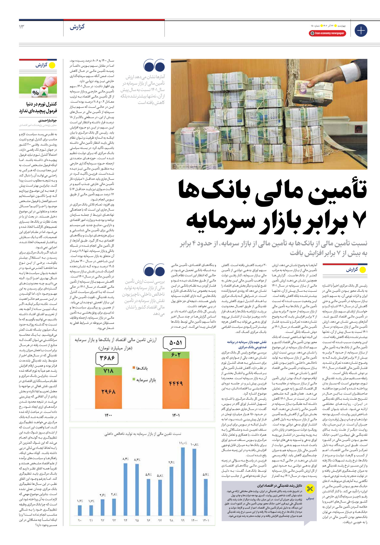 روزنامه ایران اقتصادی - شماره صد و پنجاه - ۲۲ آذر ۱۴۰۲ - صفحه ۱۳