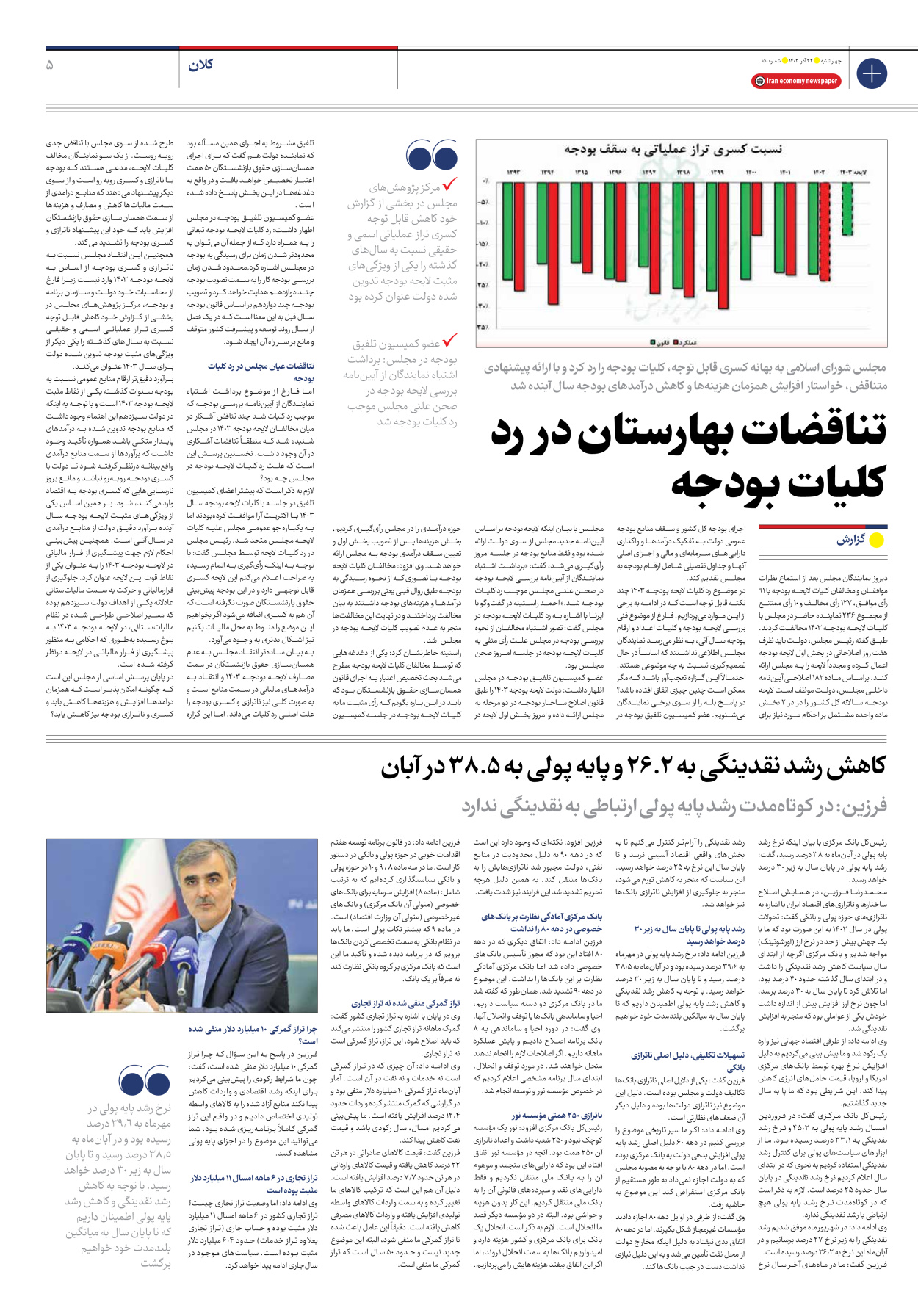 روزنامه ایران اقتصادی - شماره صد و پنجاه - ۲۲ آذر ۱۴۰۲ - صفحه ۵