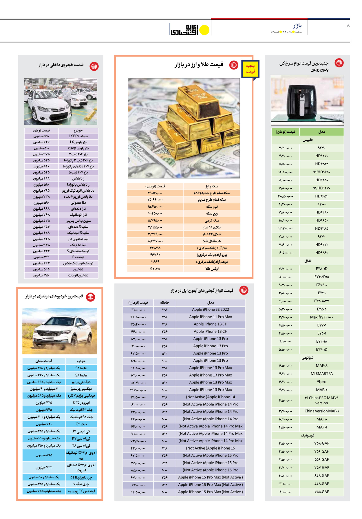 روزنامه ایران اقتصادی - شماره صد و پنجاه و سه - ۲۸ آذر ۱۴۰۲ - صفحه ۸