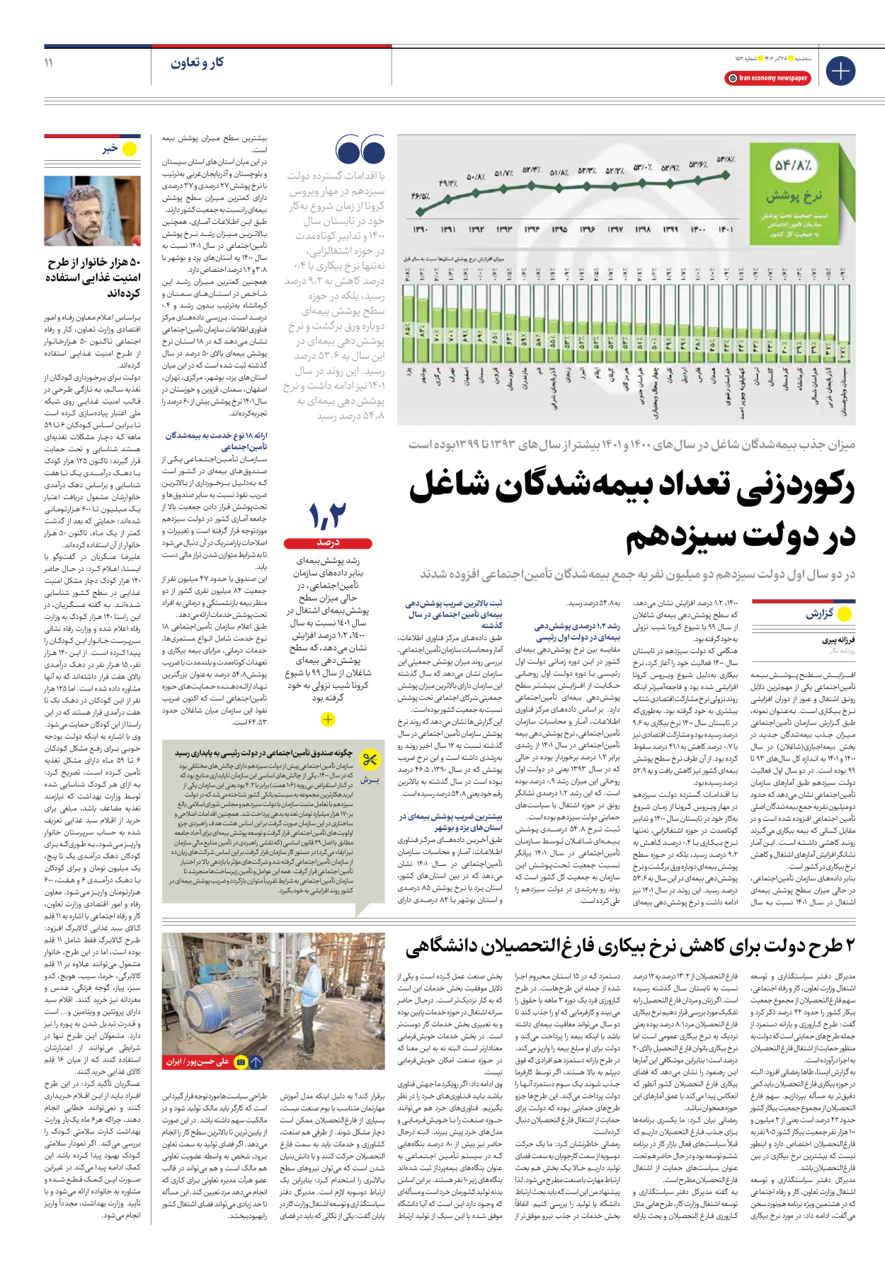 روزنامه ایران اقتصادی - شماره صد و پنجاه و سه - ۲۸ آذر ۱۴۰۲ - صفحه ۱۱
