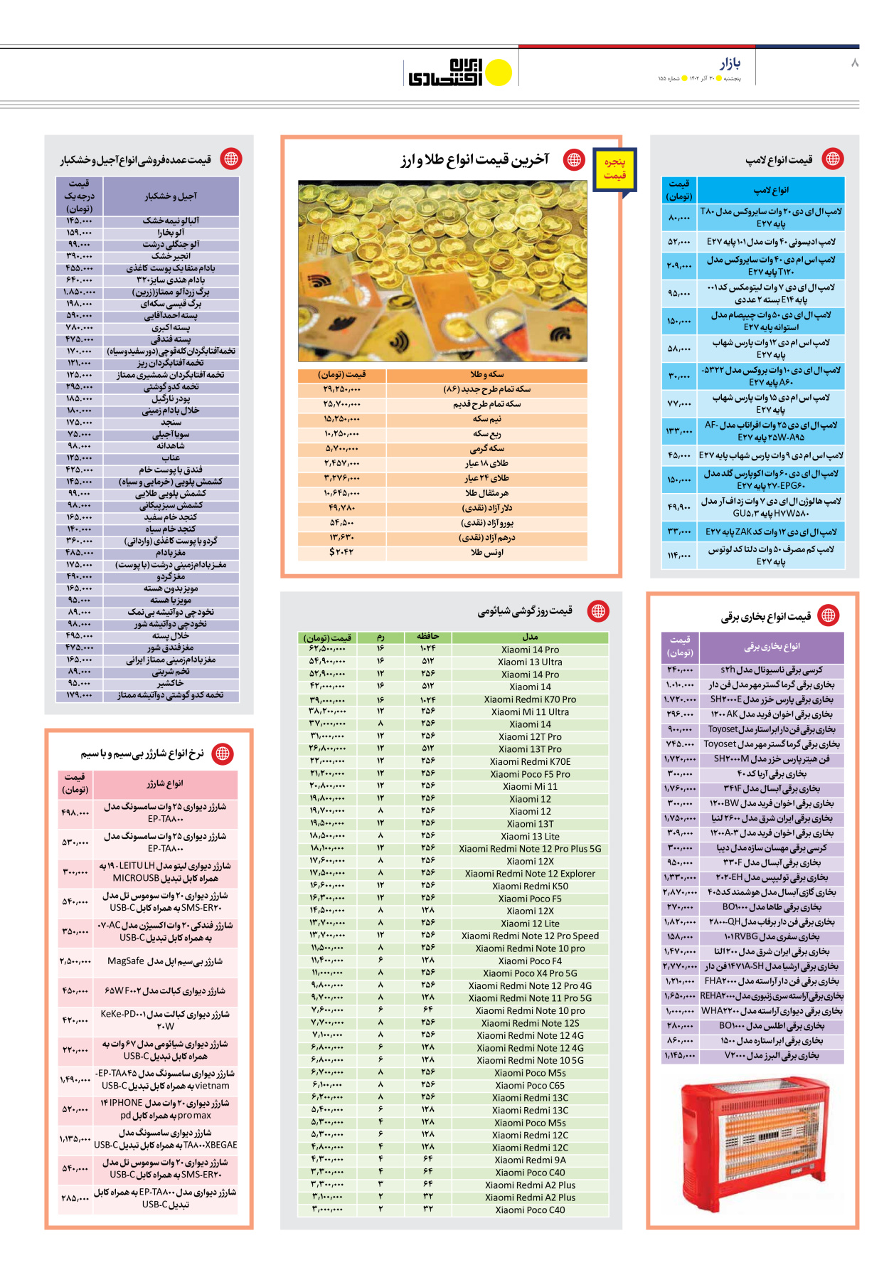 روزنامه ایران اقتصادی - شماره صد و پنجاه و پنج - ۳۰ آذر ۱۴۰۲ - صفحه ۸