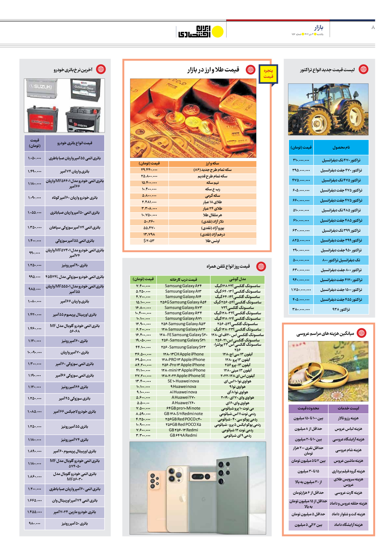 روزنامه ایران اقتصادی - شماره صد و پنجاه و هفت - ۰۳ دی ۱۴۰۲ - صفحه ۸
