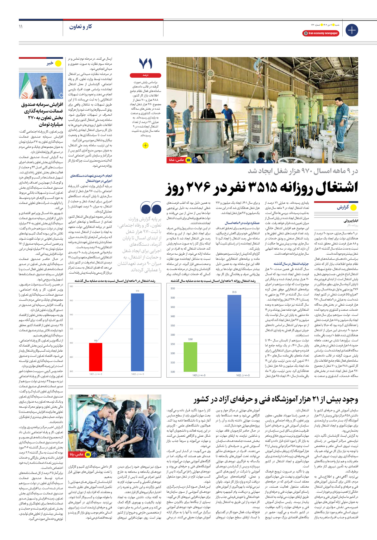 روزنامه ایران اقتصادی - شماره صد و شصت و دو - ۰۹ دی ۱۴۰۲ - صفحه ۱۱