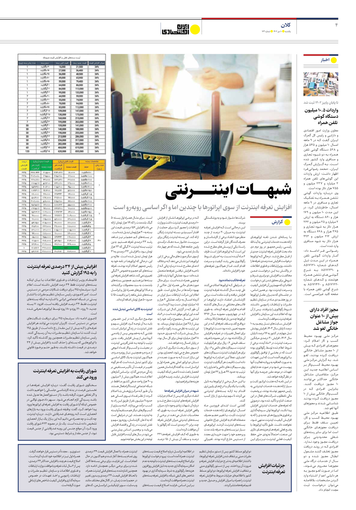 روزنامه ایران اقتصادی - شماره صد و شصت و سه - ۱۰ دی ۱۴۰۲ - صفحه ۴