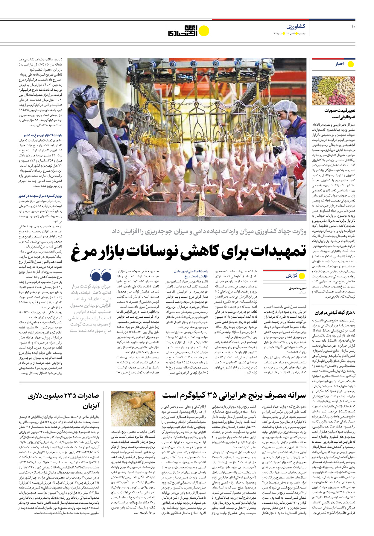 روزنامه ایران اقتصادی - شماره صد و شصت و هفت - ۱۴ دی ۱۴۰۲ - صفحه ۱۰