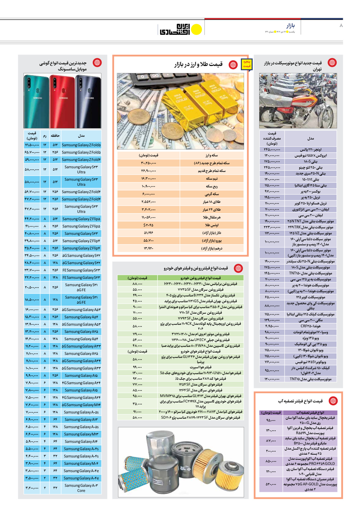 روزنامه ایران اقتصادی - شماره صد و شصت و نه - ۱۷ دی ۱۴۰۲ - صفحه ۸
