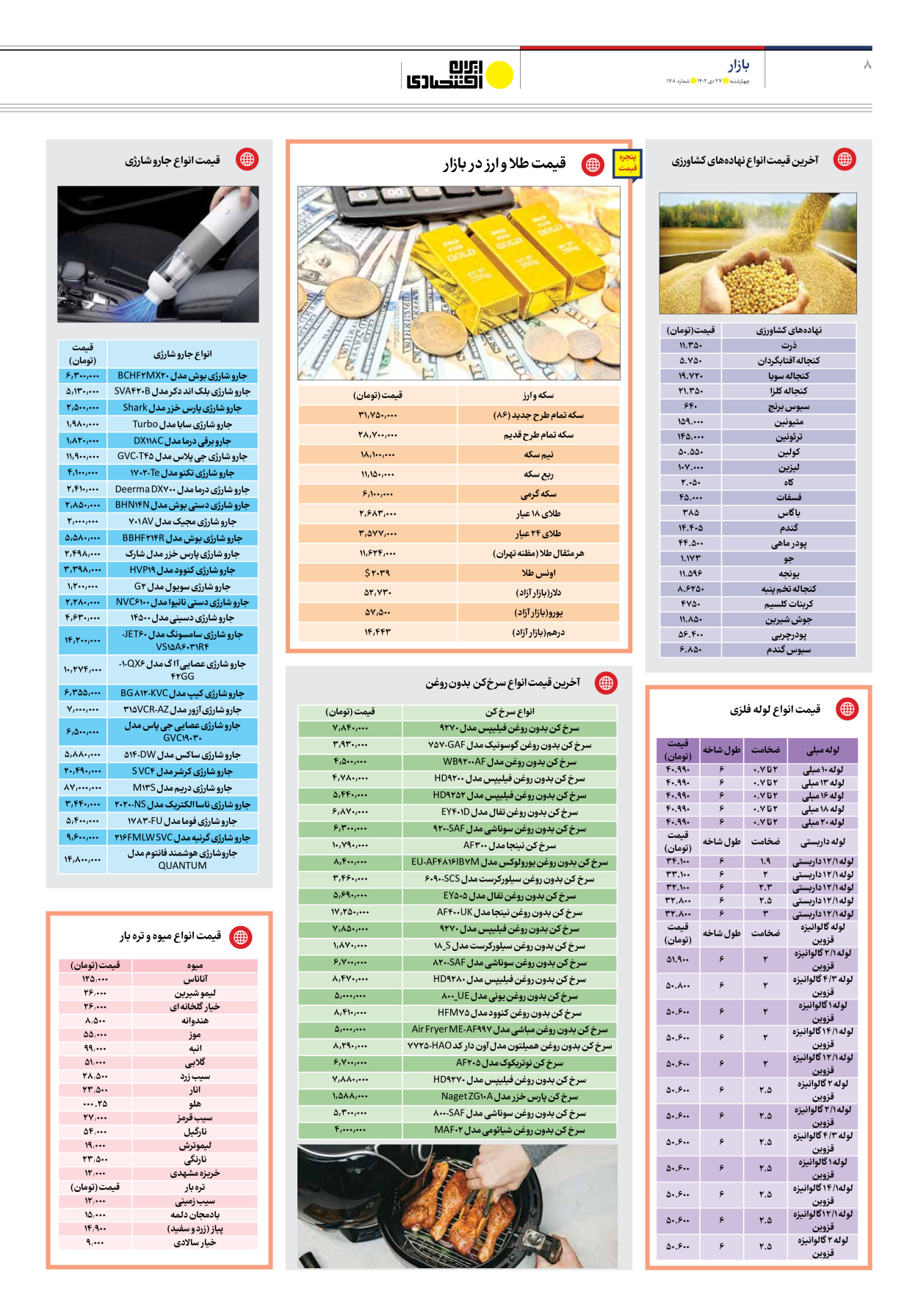 روزنامه ایران اقتصادی - شماره صد و هفتاد و هشت - ۲۷ دی ۱۴۰۲ - صفحه ۸