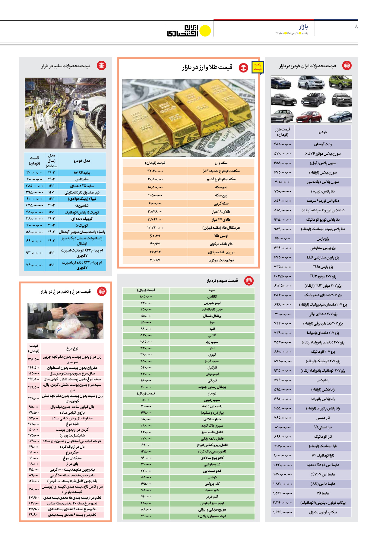 روزنامه ایران اقتصادی - شماره صد و نود و دو - ۱۵ بهمن ۱۴۰۲ - صفحه ۸