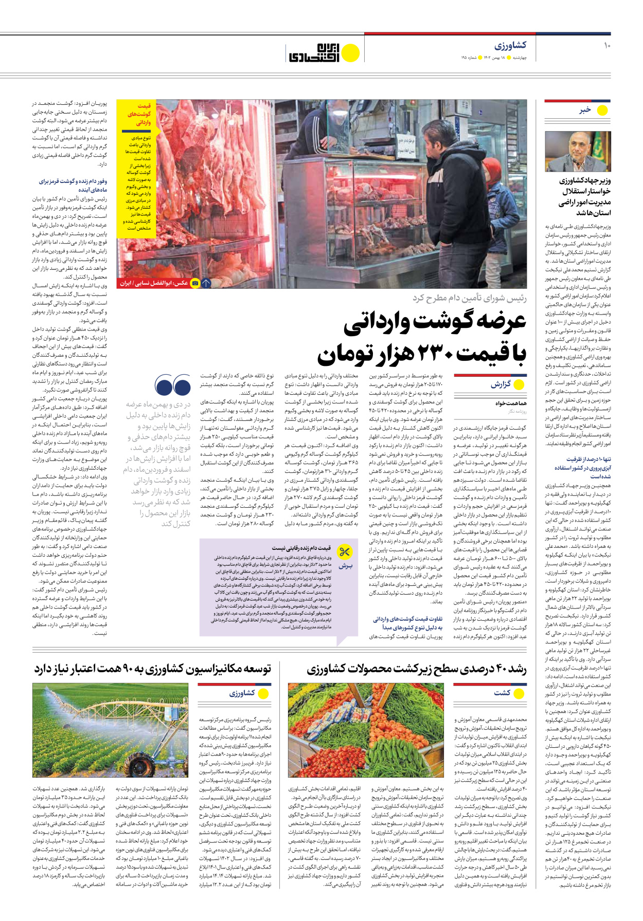 روزنامه ایران اقتصادی - شماره صد و نود و پنج - ۱۸ بهمن ۱۴۰۲ - صفحه ۱۰