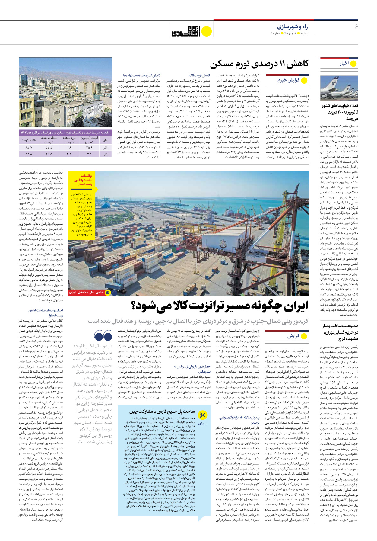 روزنامه ایران اقتصادی - شماره صد و نود و هفت - ۲۴ بهمن ۱۴۰۲ - صفحه ۶