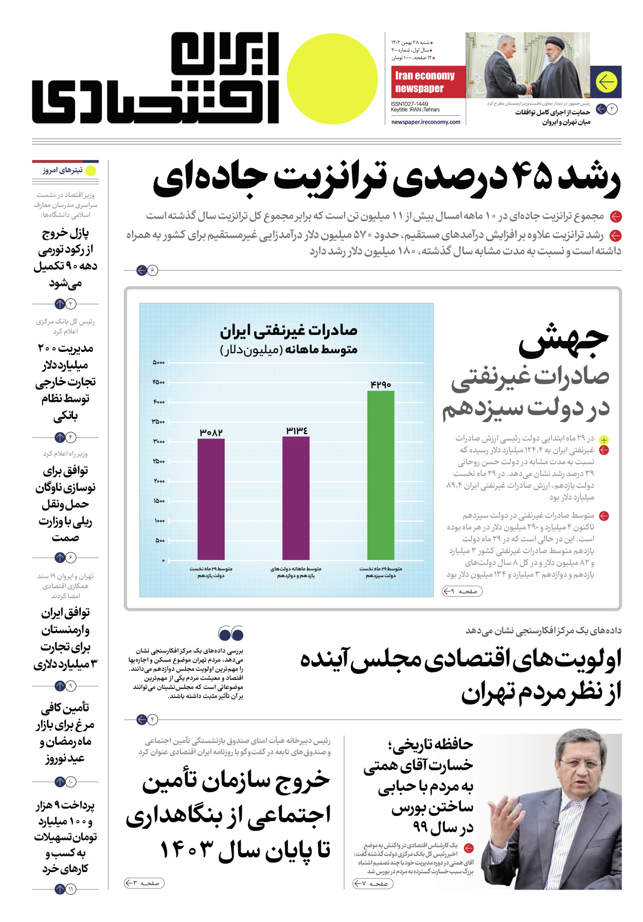 روزنامه ایران اقتصادی - شماره دویست - ۲۸ بهمن ۱۴۰۲